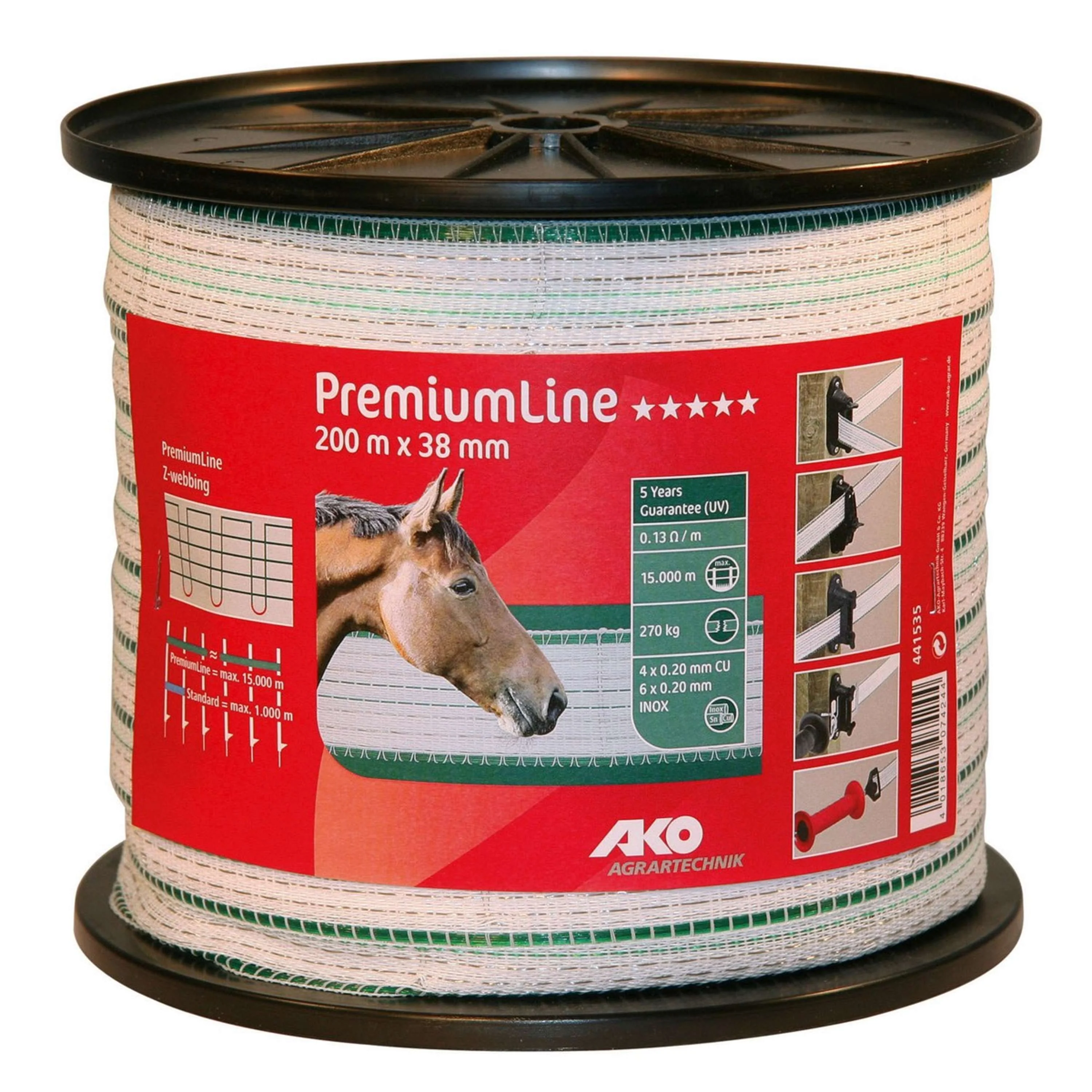 Ako Ruban de Clôture PremiumLine Blanc/Vert