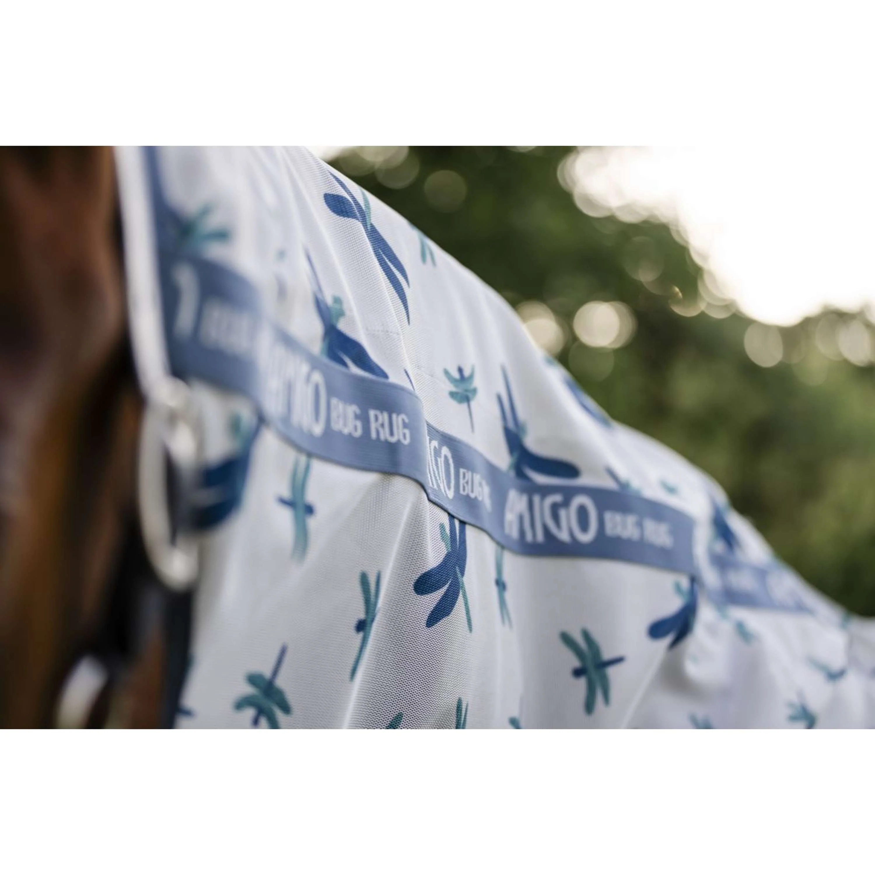 Amigo Couverture Anti-Mouches Plus Pony Dragonfly Print/Silver/Blue/Sage - Image 4