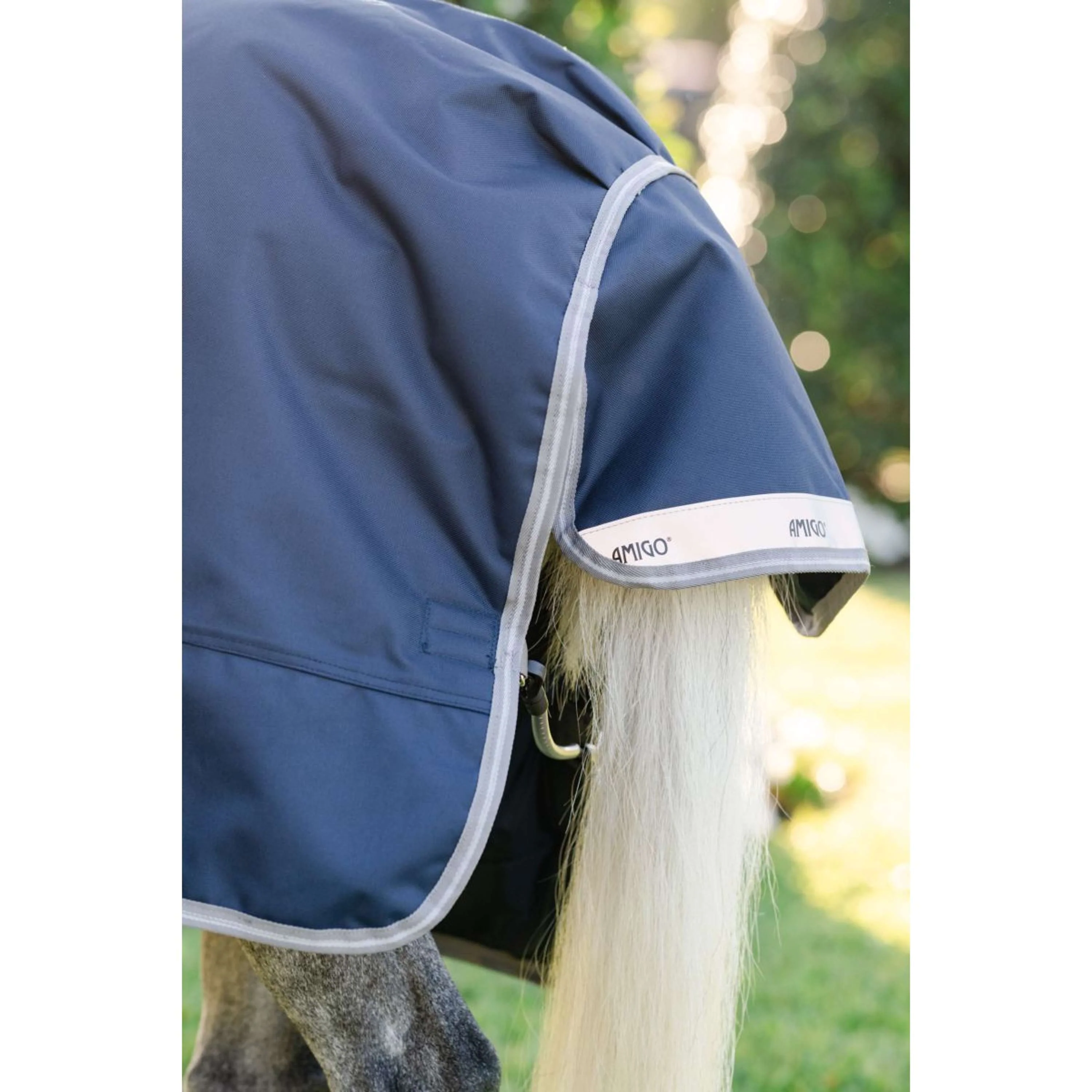 Amigo Turnout Rug 1200D Pony 250g Navy/Titanium Grey/Silver - Image 5