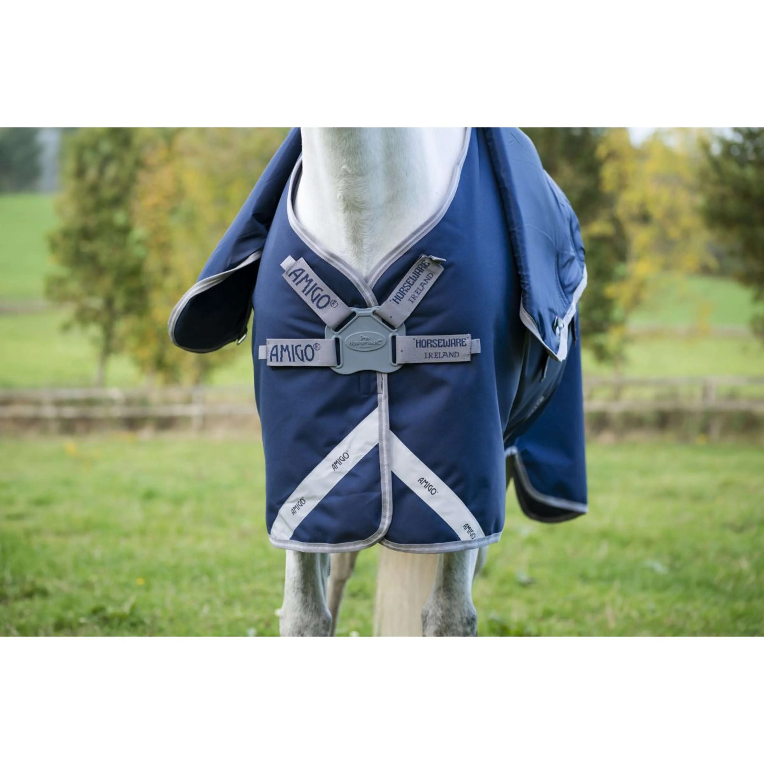 Amigo Turnout Rug FieldSafe Plus 1200D 100g Navy/Titanium Grey/Silver - Image 2