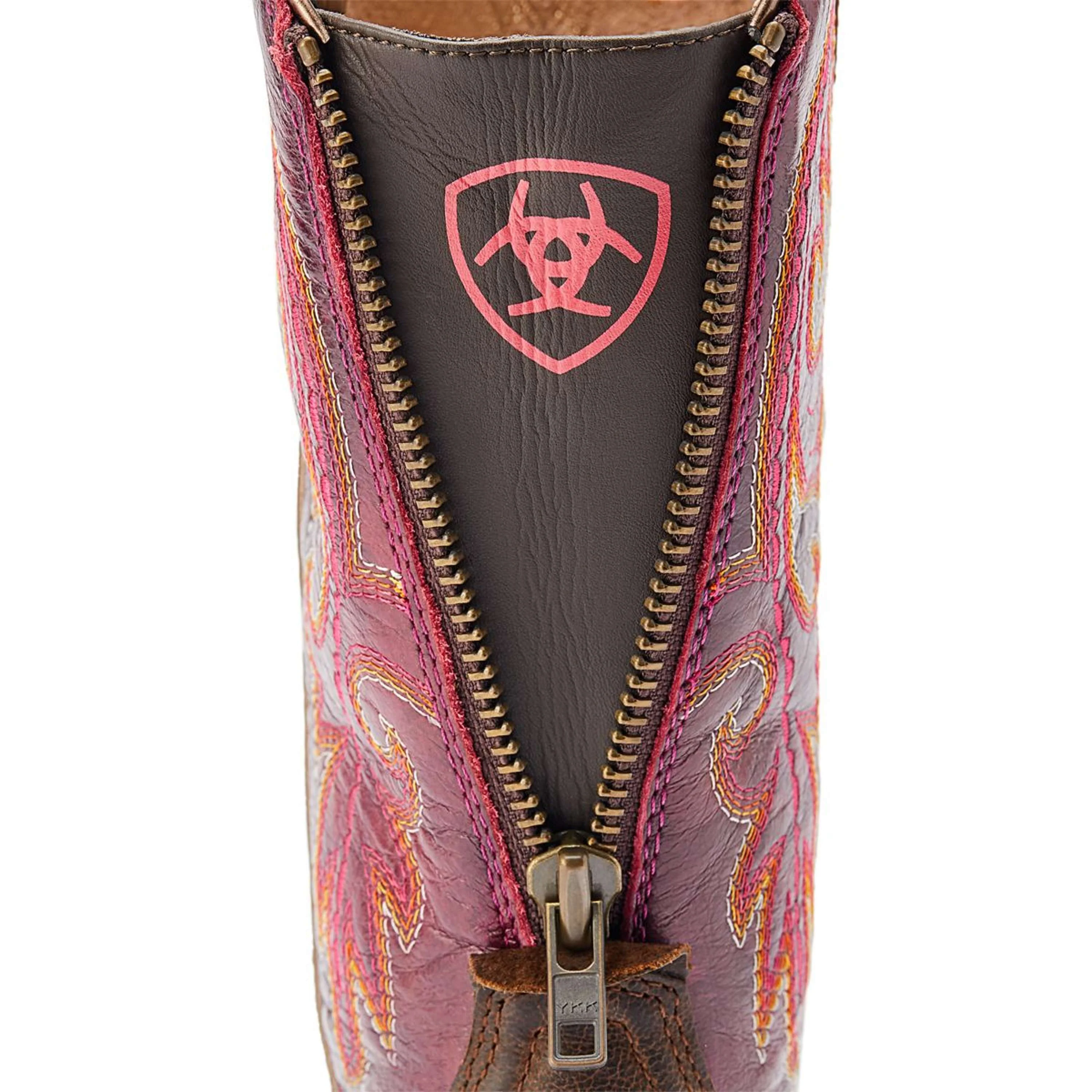 Ariat Bottes Western Round Up Back Zip Femme Worn Mocha/Rasberry - Image 6