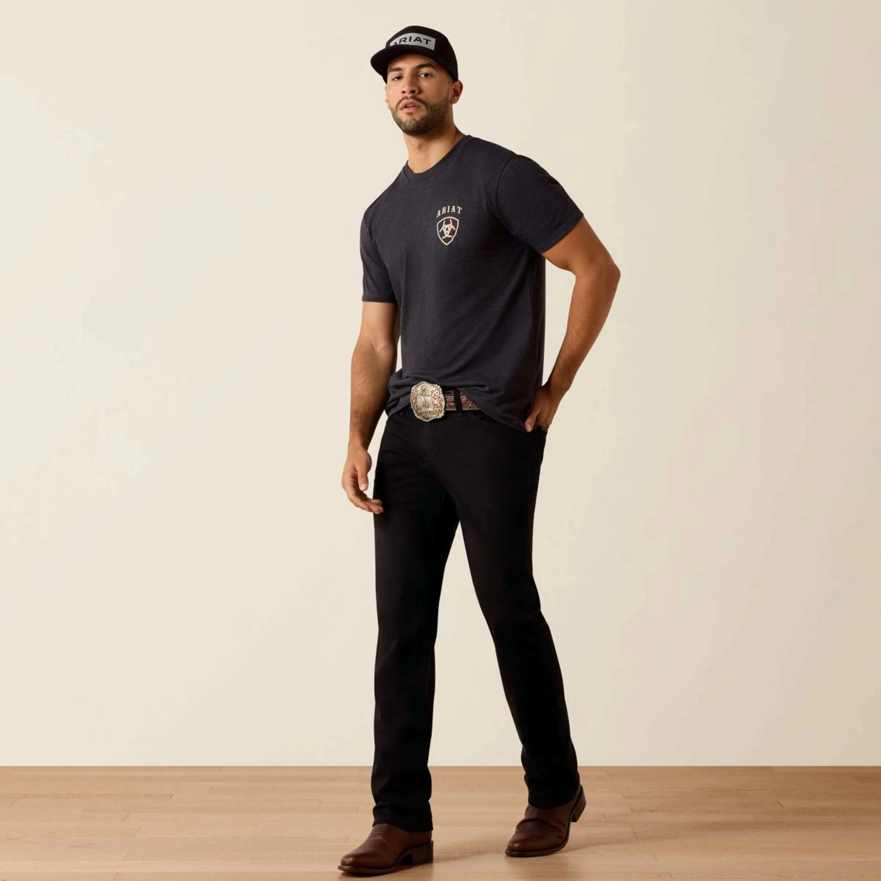 Ariat T-Shirt American Bison Tee Hommes Charcoal Heather - Image 3