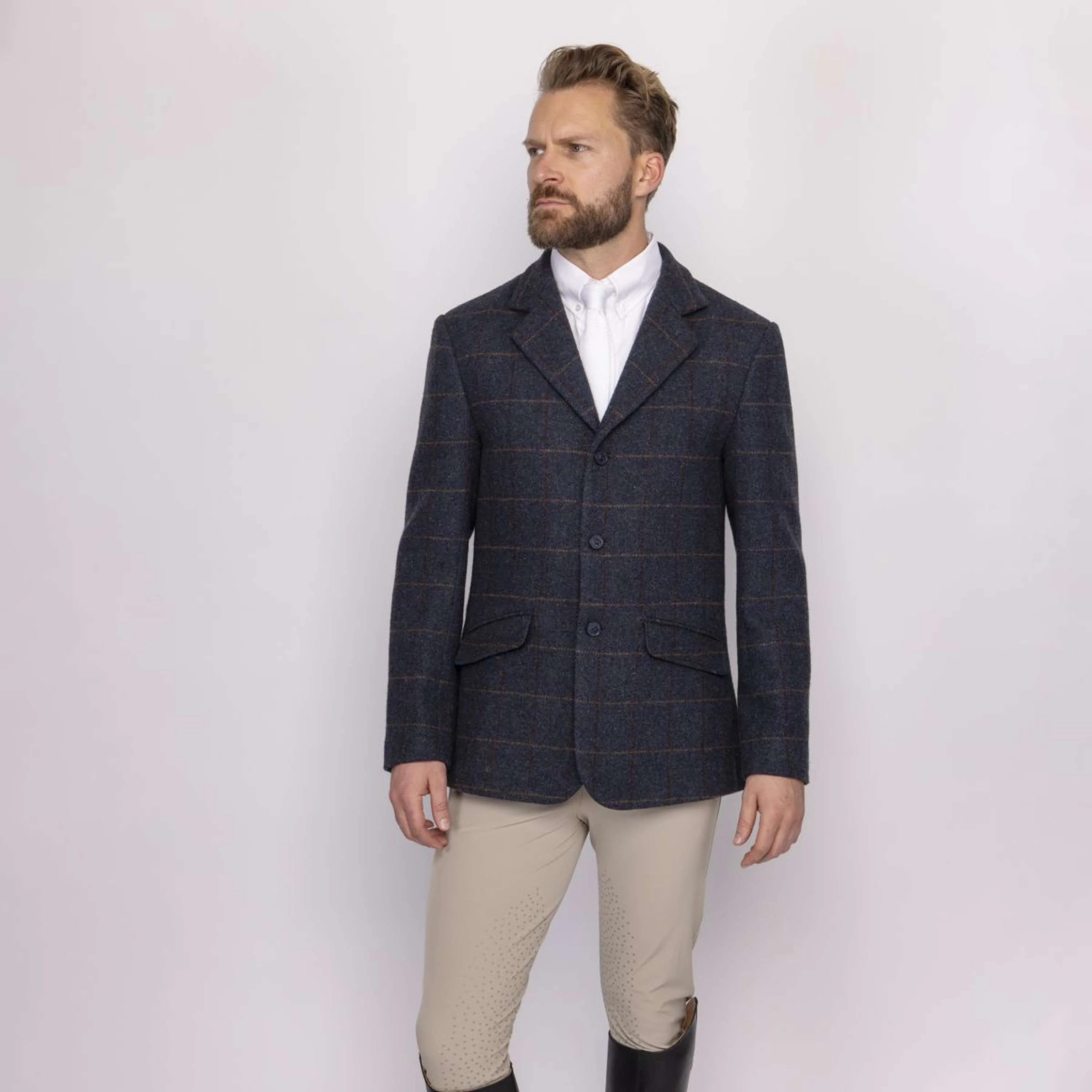 Aubrion by Shires Veste de Concours Saratoga Hommes Juniper Navy Check - Image 9