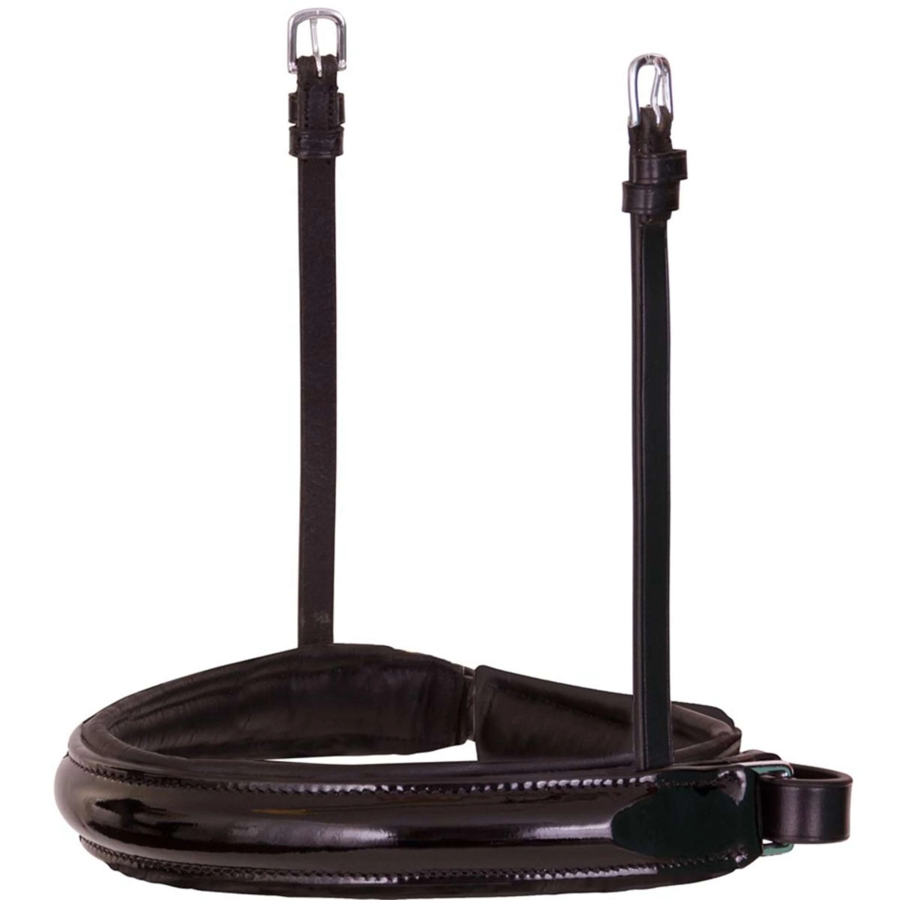 BR Muserolle Barre/Filet Vernis Large Rond Noir/Argent