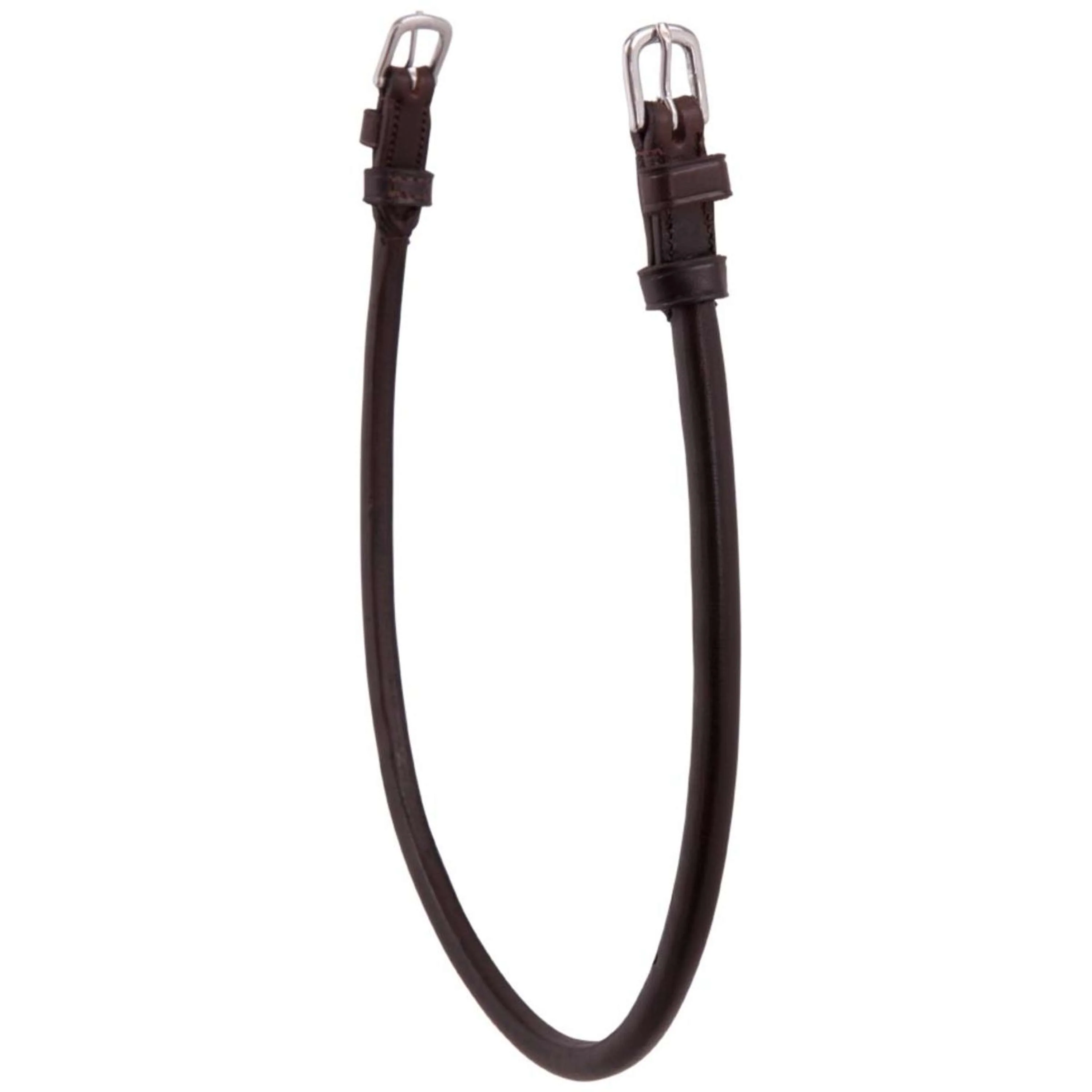 BR Sous-Gorge Rond Cousu avec 2 Boucles Rondes Marron/Argent