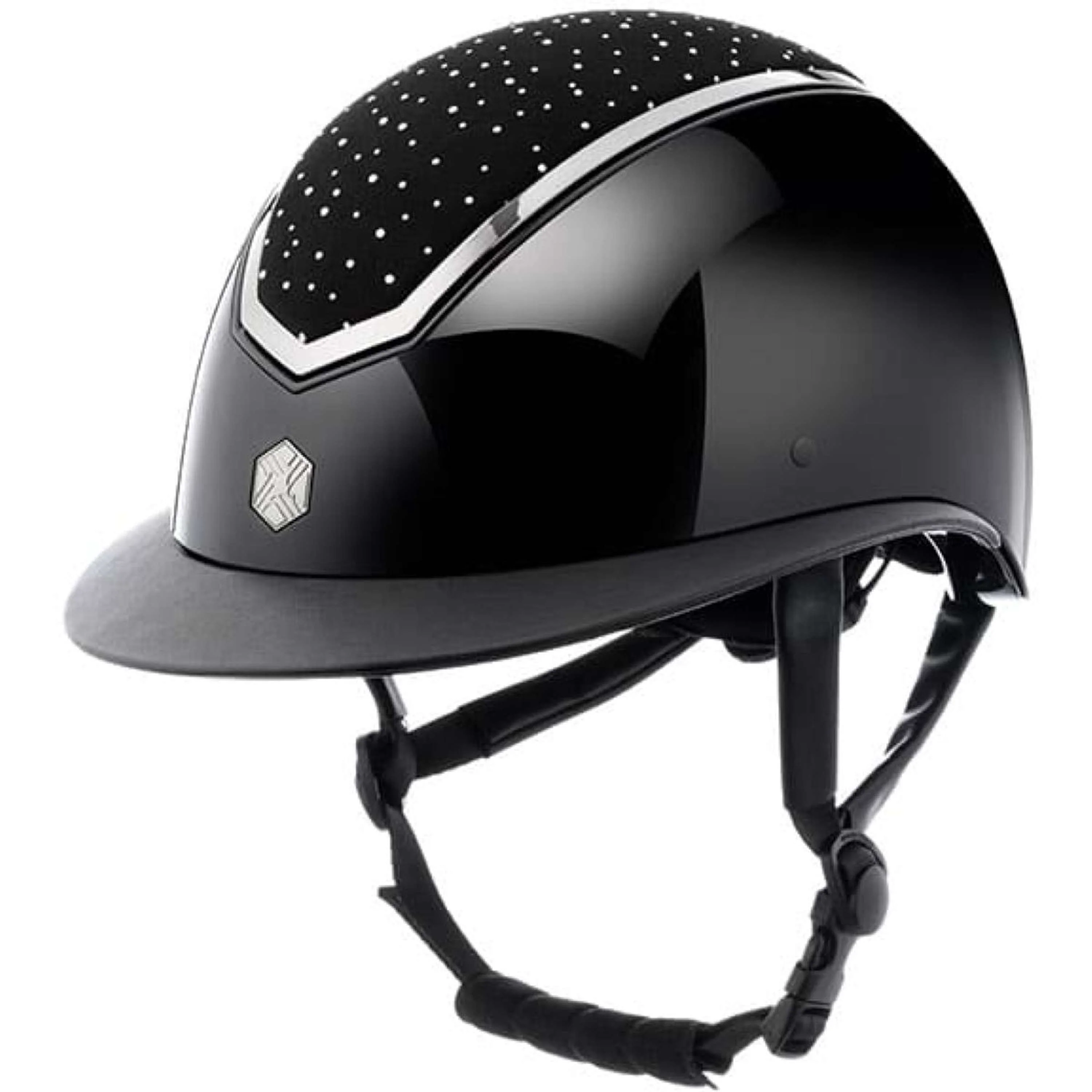 Charles Owen Bombe Kylo Crystal Wide Peak Black Gloss/Chrome