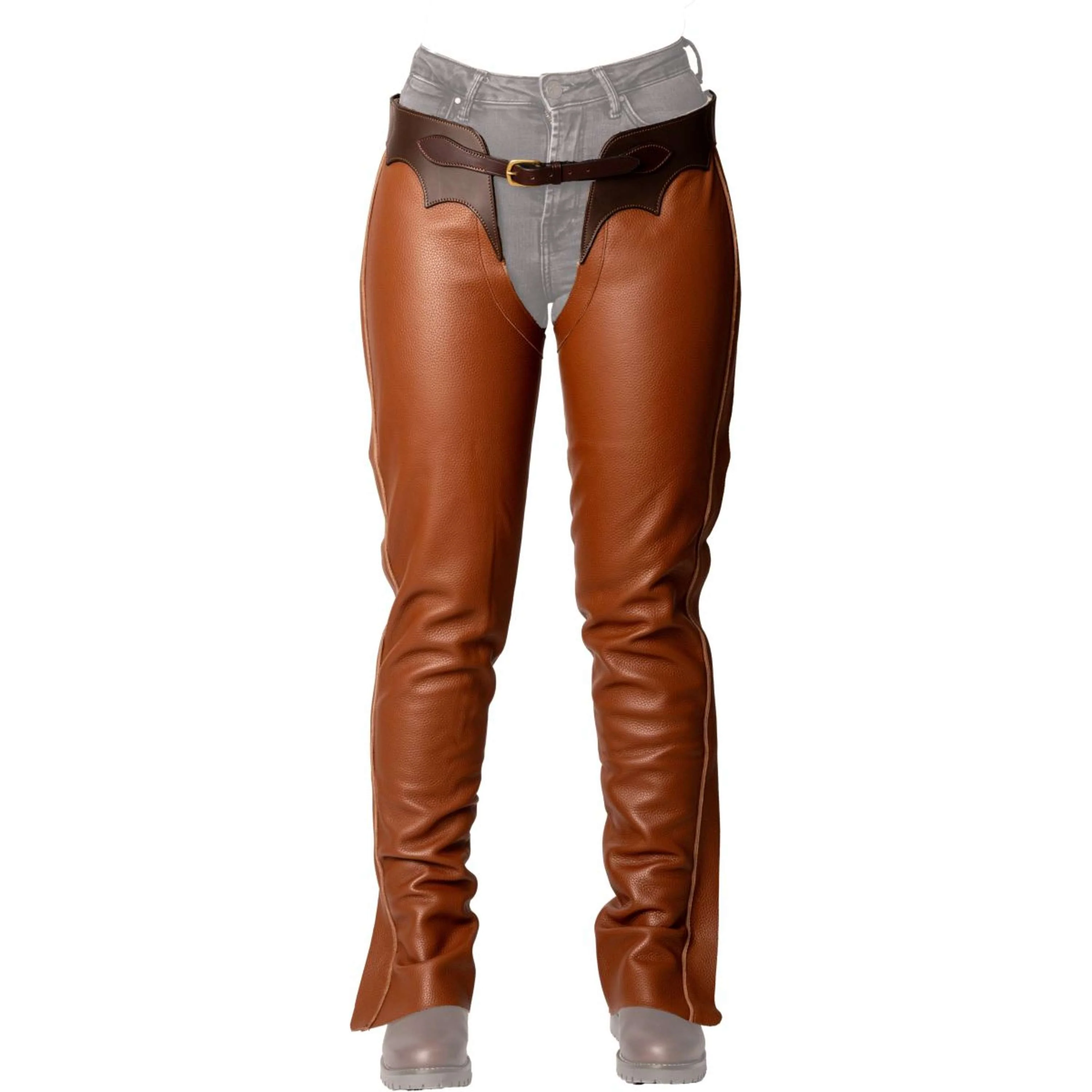 Dyon Longues Jambières en Cuir Standard Cognac
