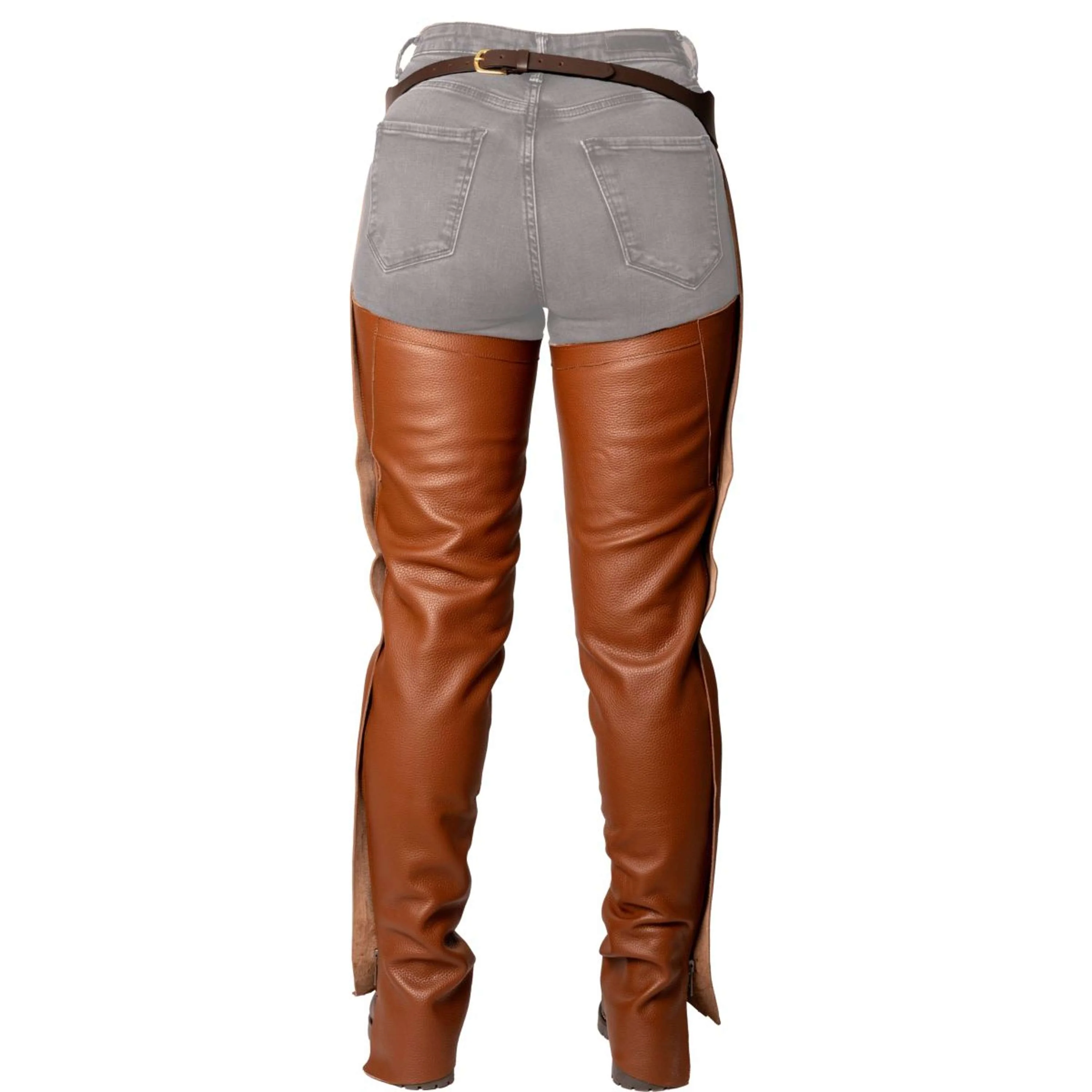 Dyon Longues Jambières en Cuir Standard Cognac - Image 3