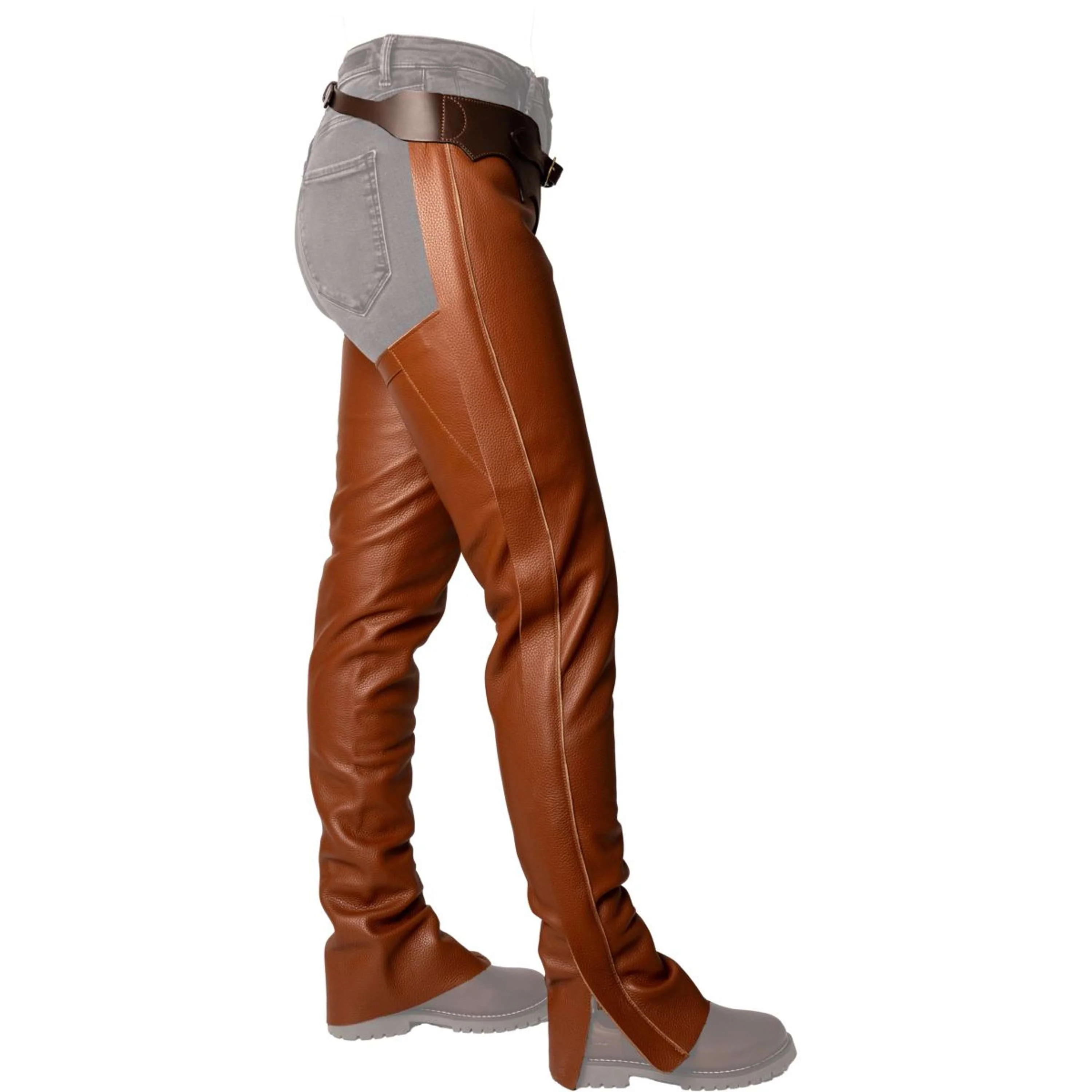 Dyon Longues Jambières en Cuir Standard Cognac - Image 4