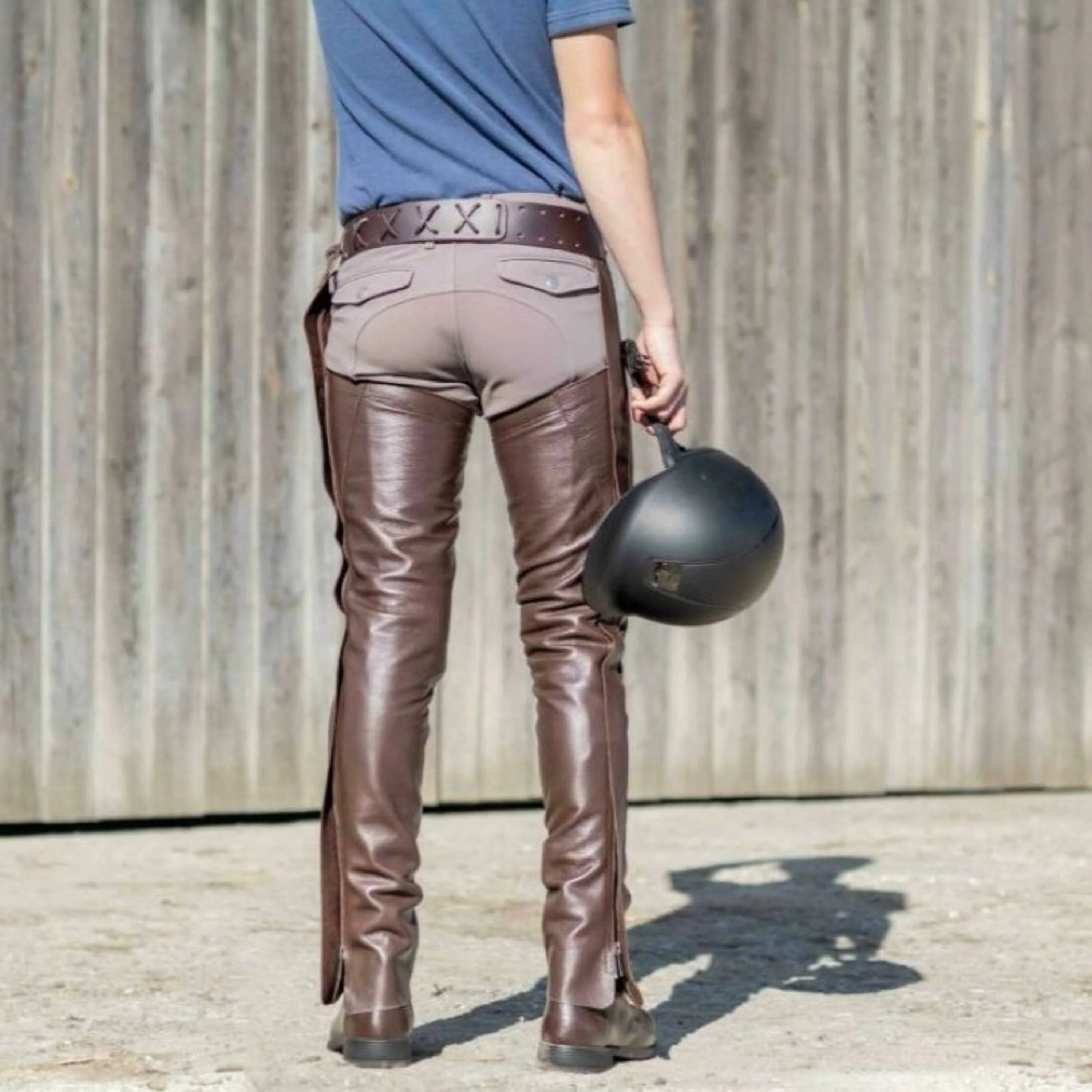 Dyon Longues Jambières en Cuir Standard Marron - Image 10