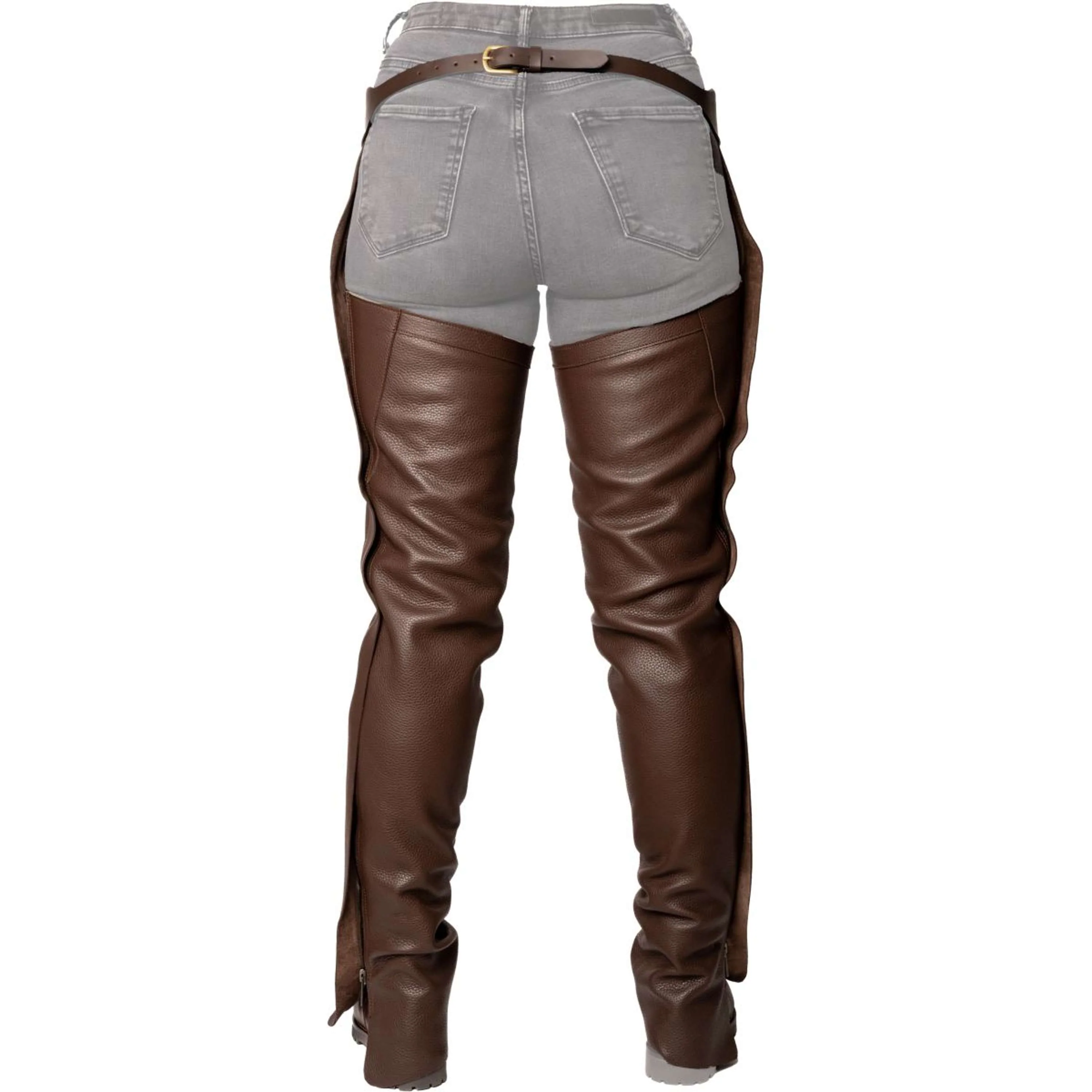 Dyon Longues Jambières en Cuir Standard Marron - Image 4