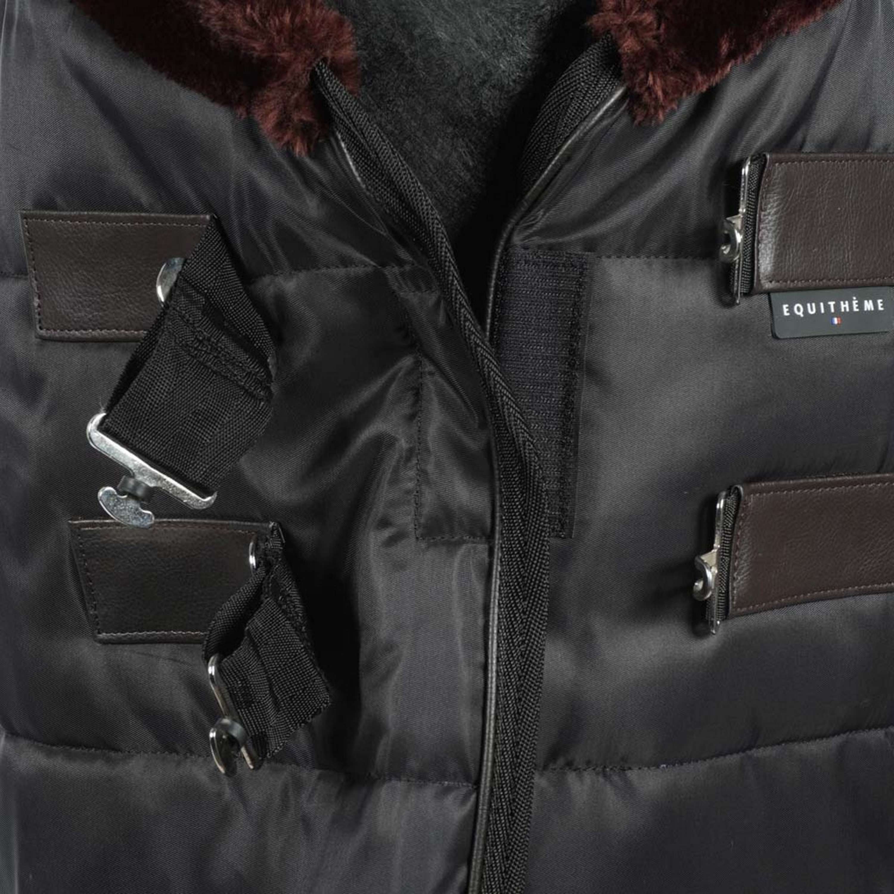 EQUITHÈME Couverture d'Écurie Teddy 200g Noir/Beige - Image 3