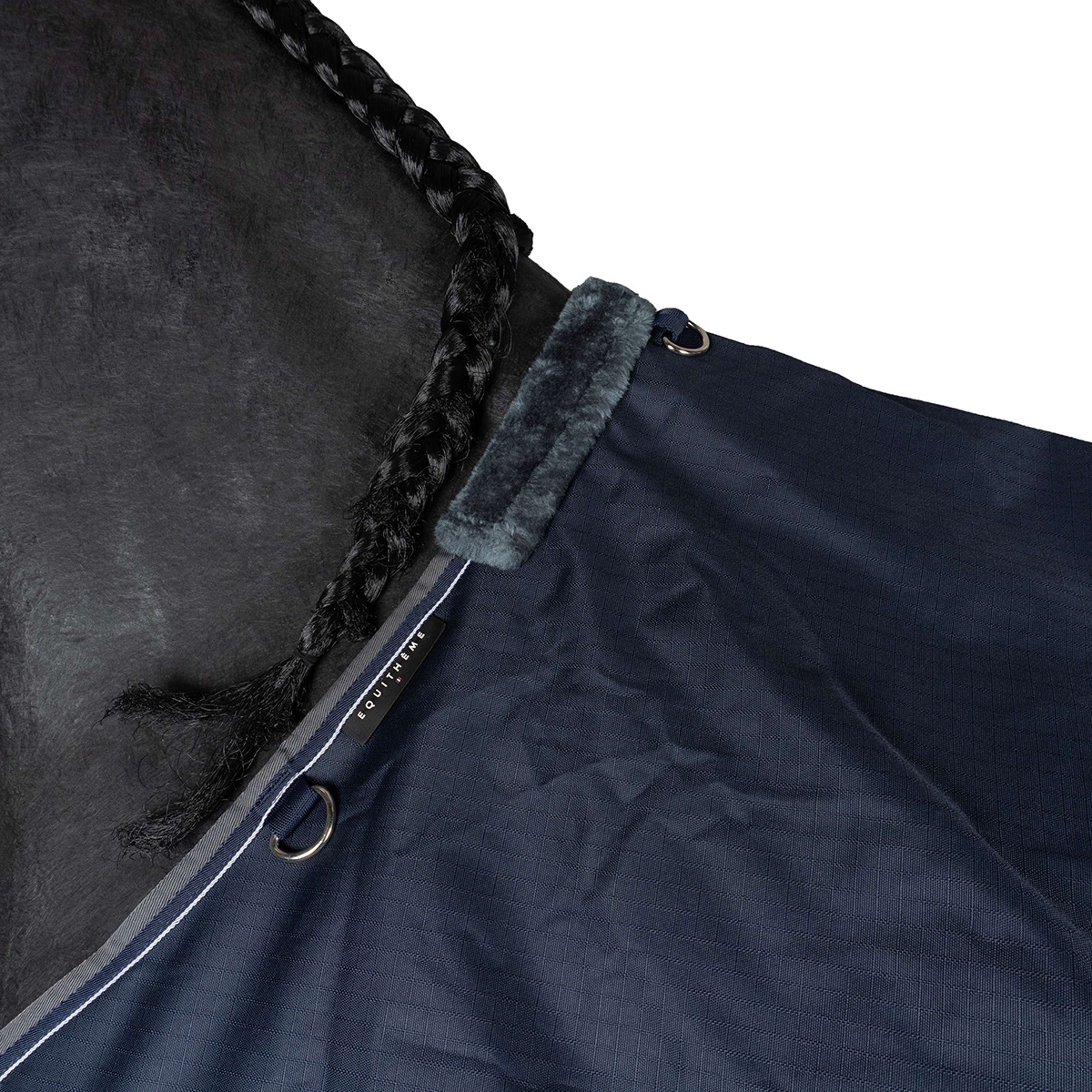 EQUITHÈME Couverture d'Extérieur Tyrex 600 D Fleece 0g Polaire Bleu Marine/Gris - Image 4