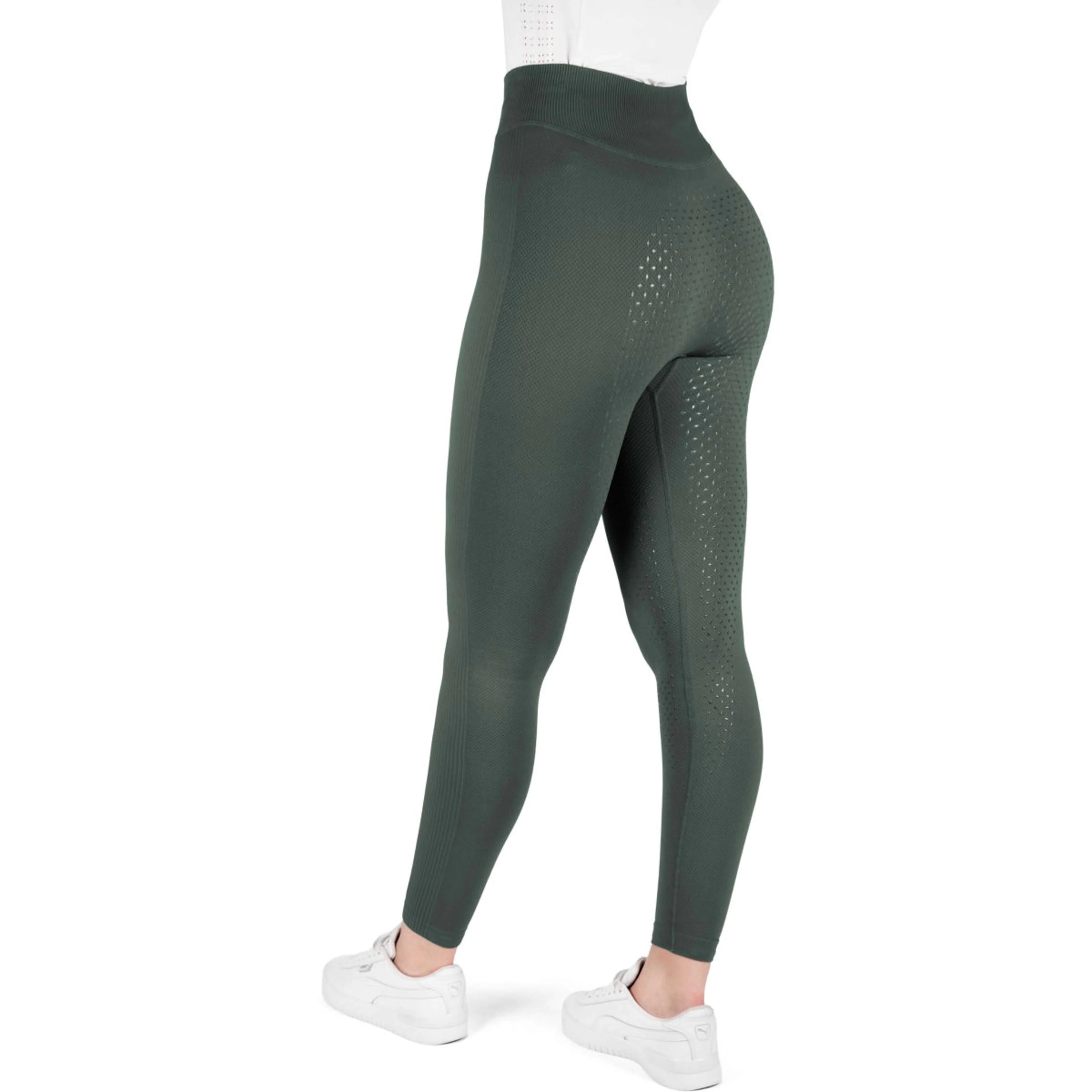EQUITHÈME Legging d'Équitation Acacia Full Grip Khaki - Image 2