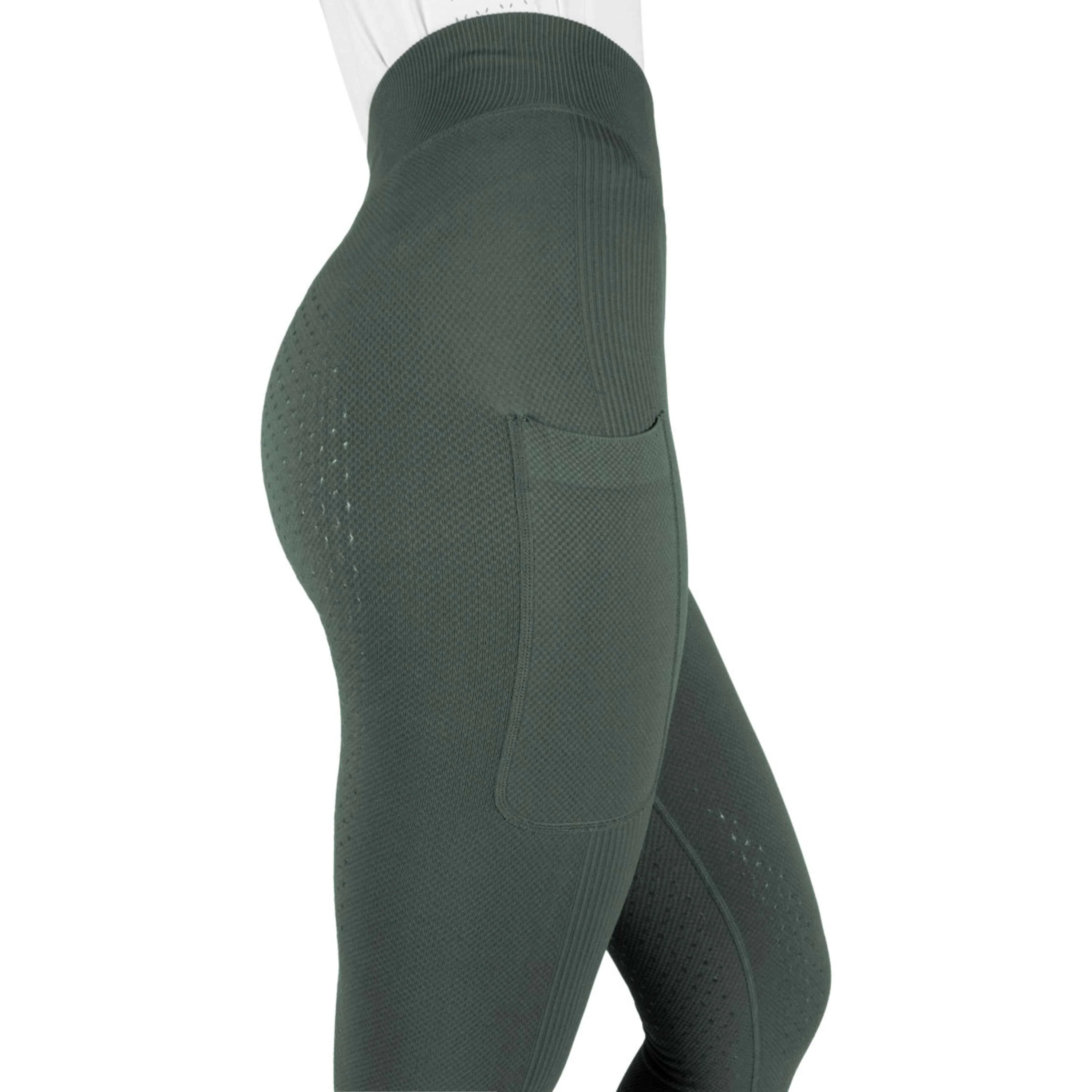 EQUITHÈME Legging d'Équitation Acacia Full Grip Khaki - Image 3