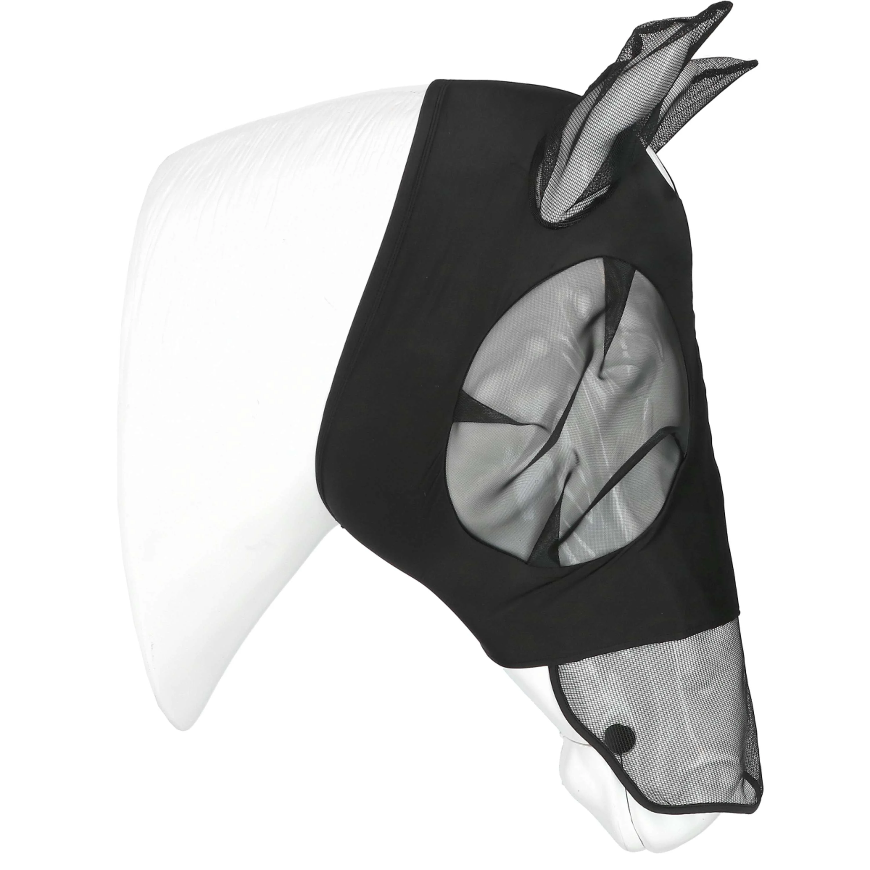 EQUITHÈME Masque Anti-Mouches Lycra UV protection Avec Filet Nez Noir - Image 3