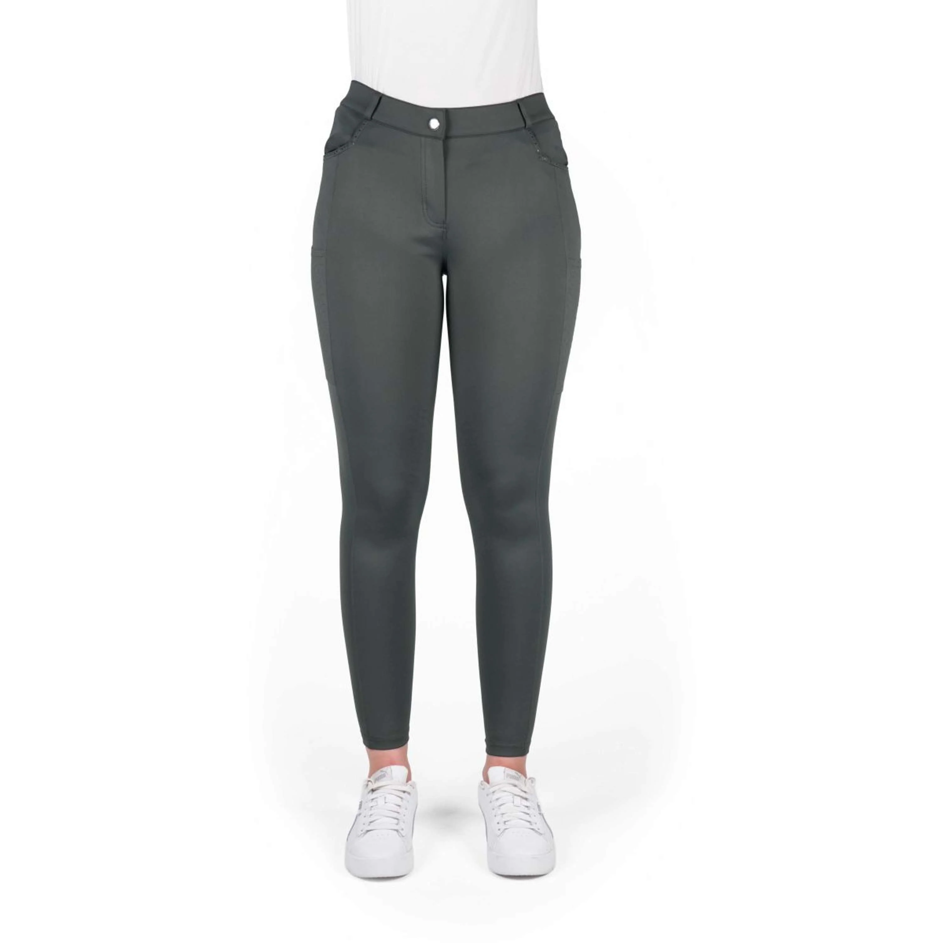 EQUITHÈME Pantalon d'Équitation Capucine Full Grip Gris - Image 5