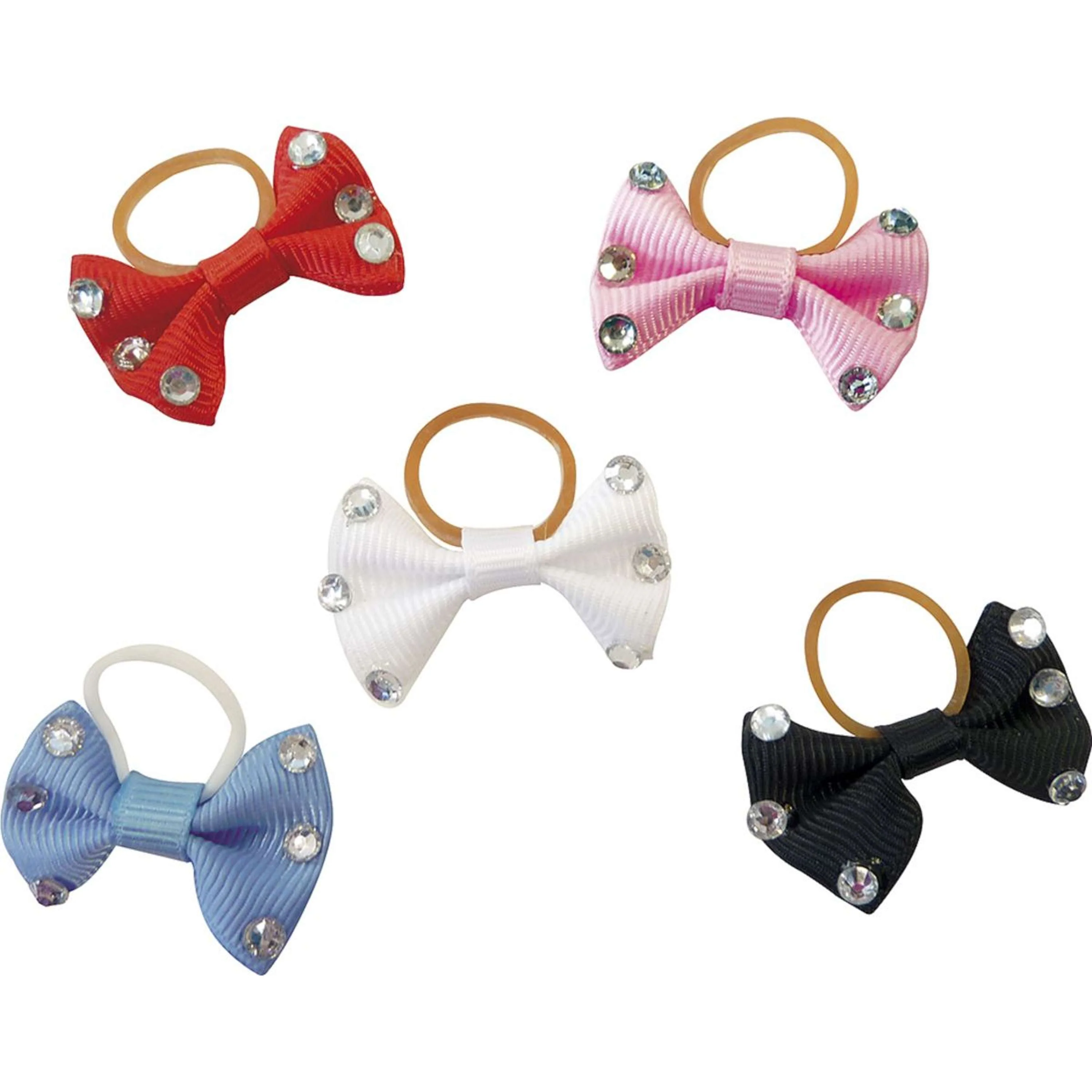 EQUITHÈME Petits Nœuds Ruban pour Tresses avec Strass Rose - Image 2