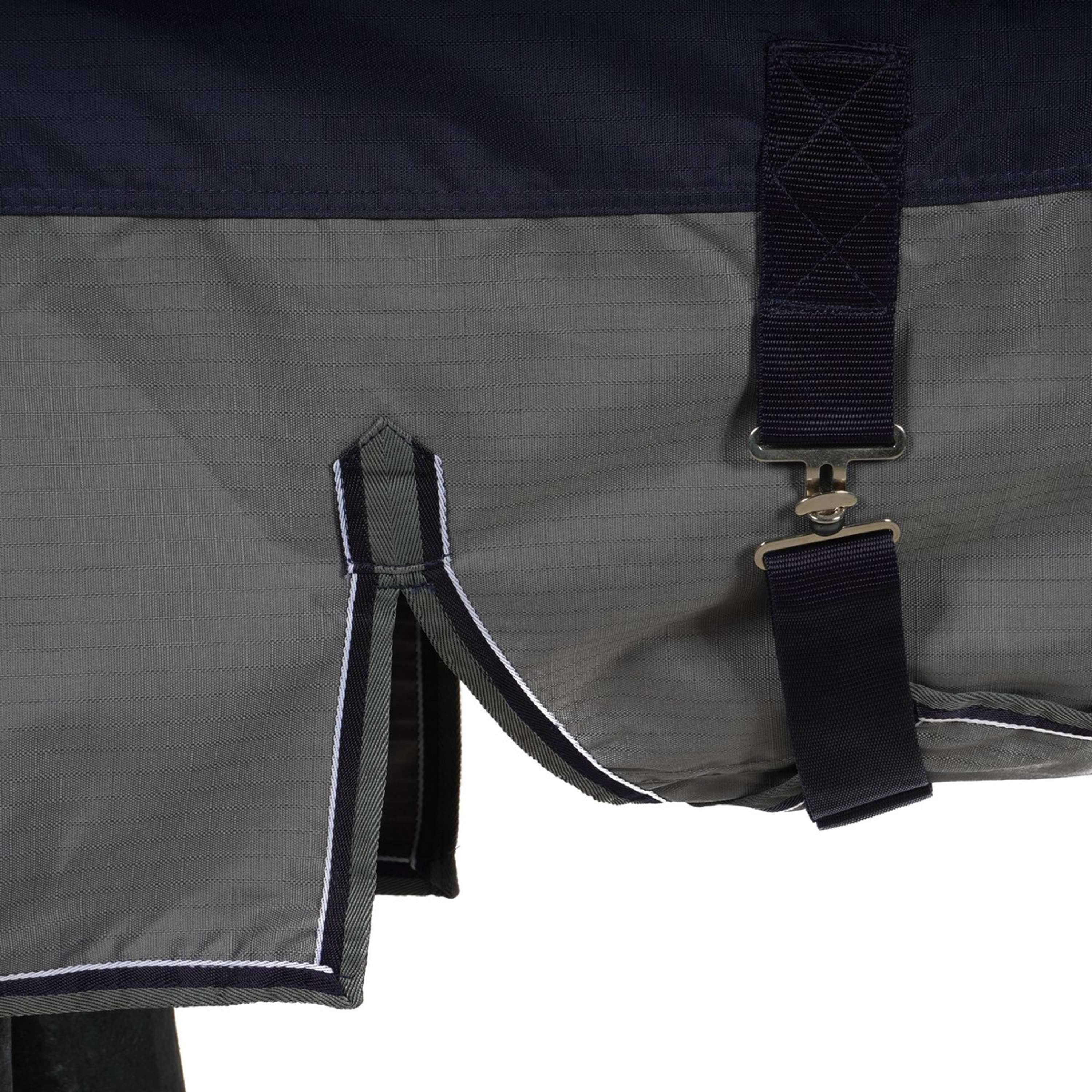 EQUITHÈME Turnout Rug Tyrec avec Rabat Ventral 600D 0g Marine/Gris Dots - Image 4