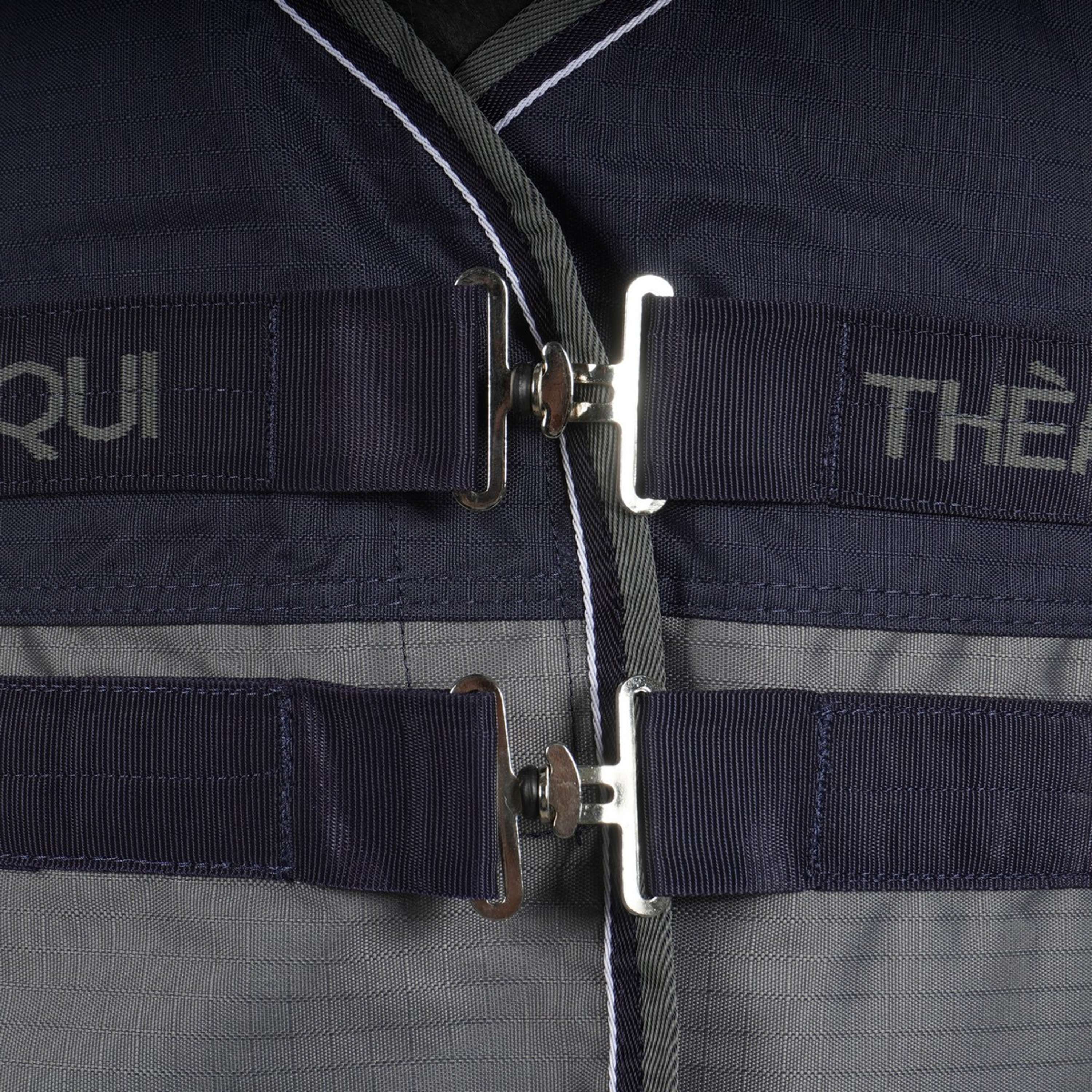 EQUITHÈME Turnout Rug Tyrex High Neck 600D 300g Marine/Gris Dots - Image 3