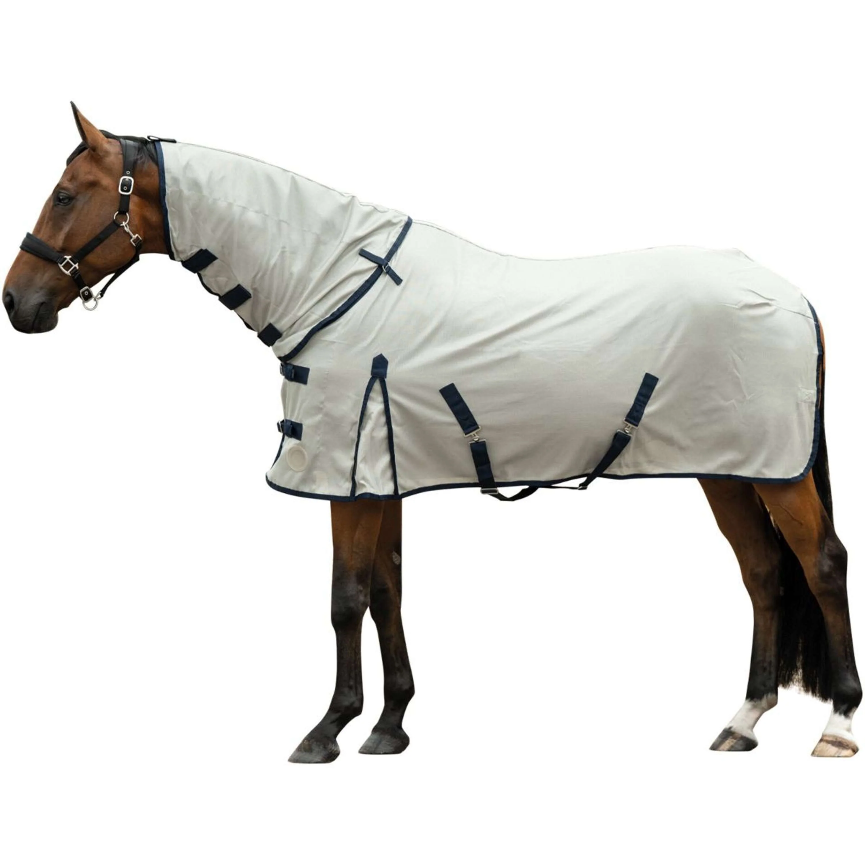 HKM Couverture Anti-Mouches Rain II Couvre-cou Amovible Gris - Image 2