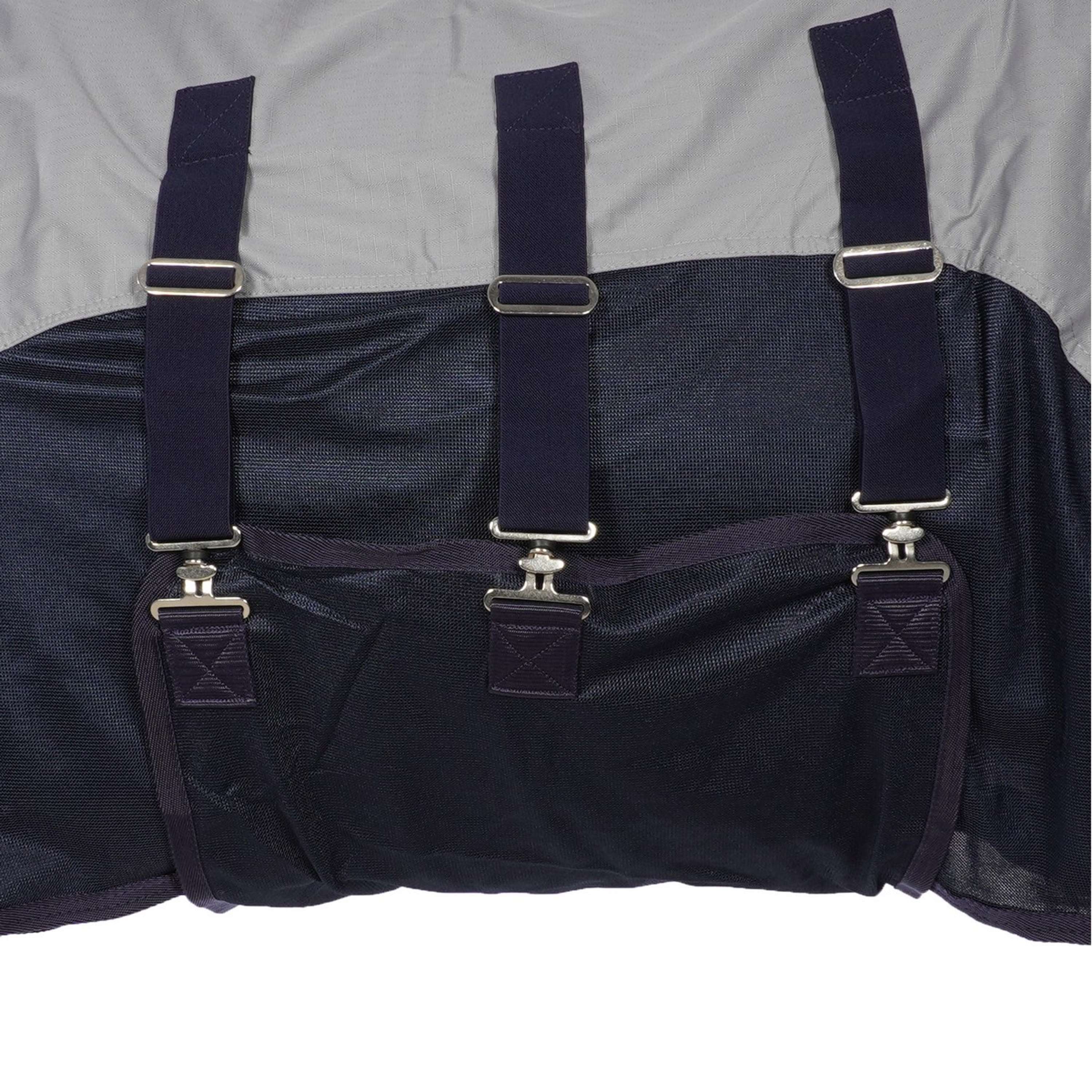 HKM Couverture Anti-Mouches Rain with Neck and Bellyflap Bleu Foncé/Gris - Image 7