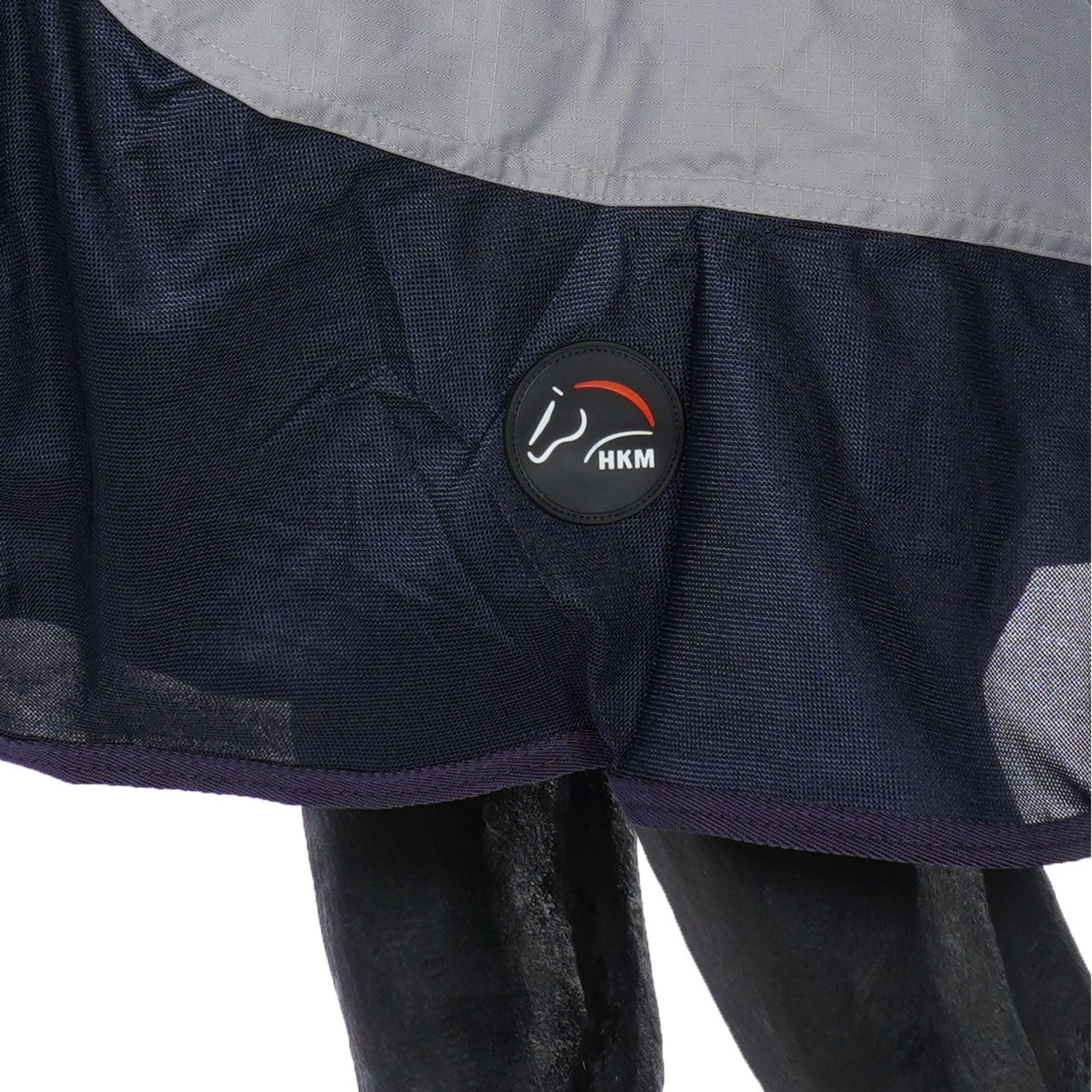 HKM Couverture Anti-Mouches Rain with Neck and Bellyflap Bleu Foncé/Gris - Image 8
