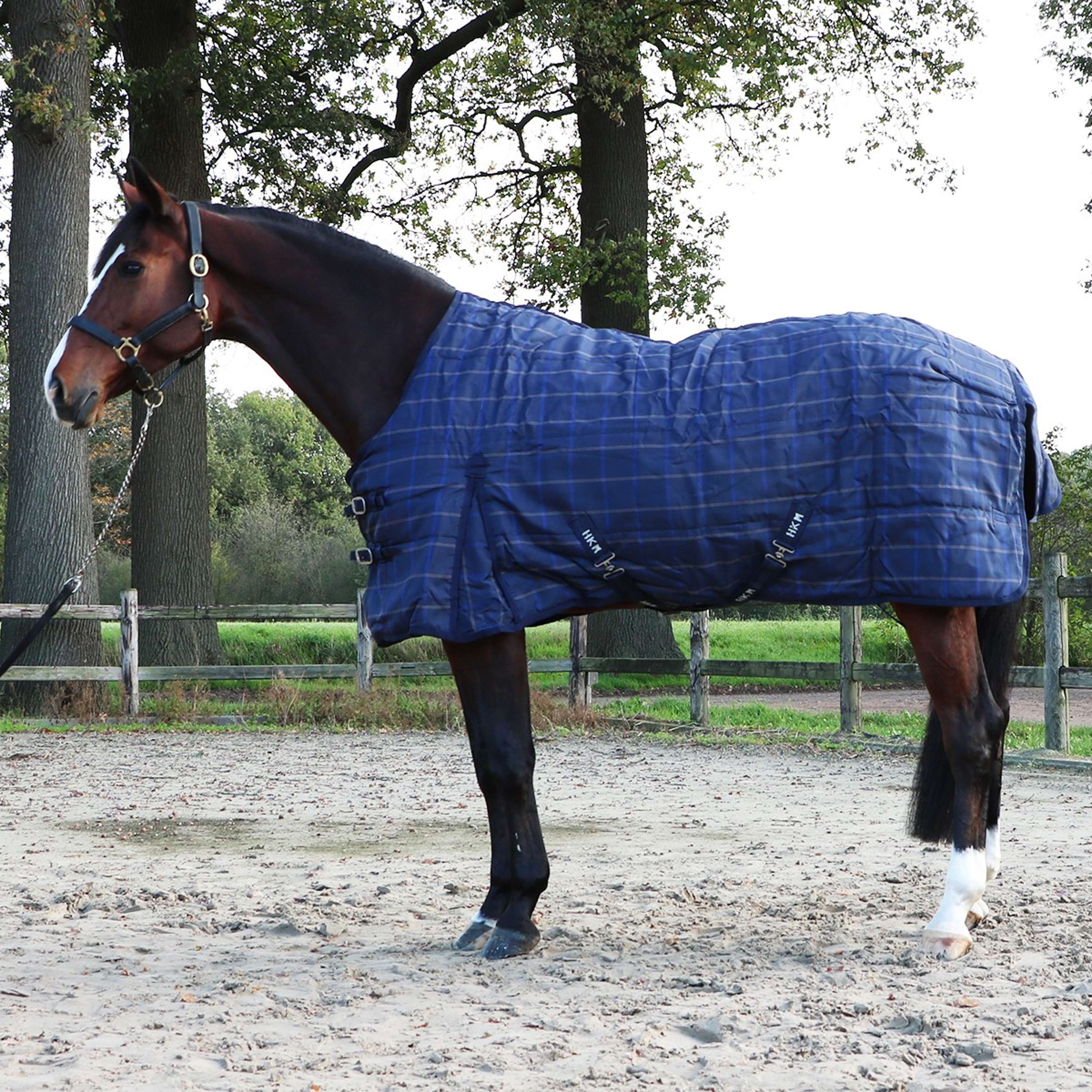 HKM Couverture d'hiver/d'écurie 200g Coton 1200D Bleu foncé - Image 10