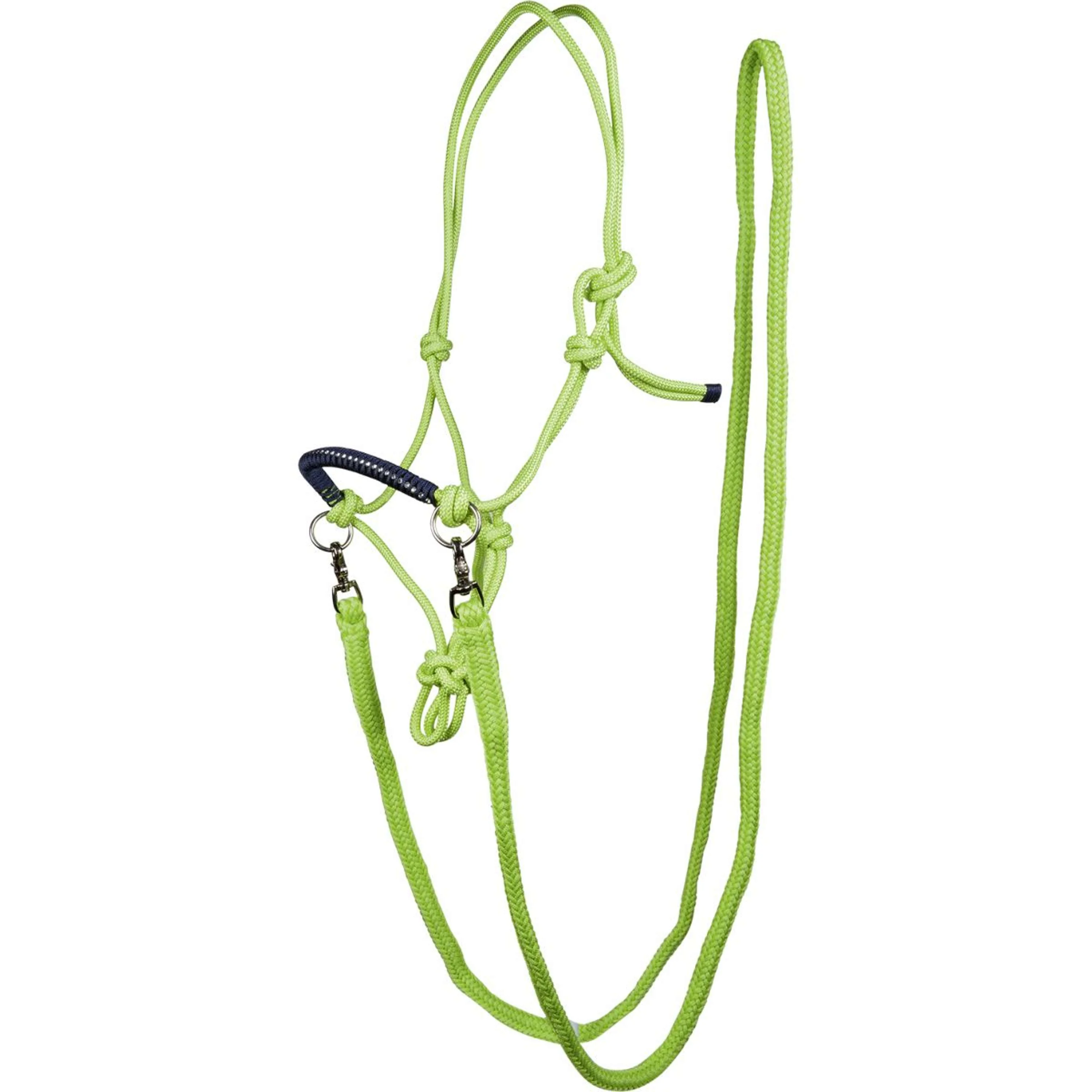 HKM Licol en Corde Deko avec Rêne Citron Vert/Marine