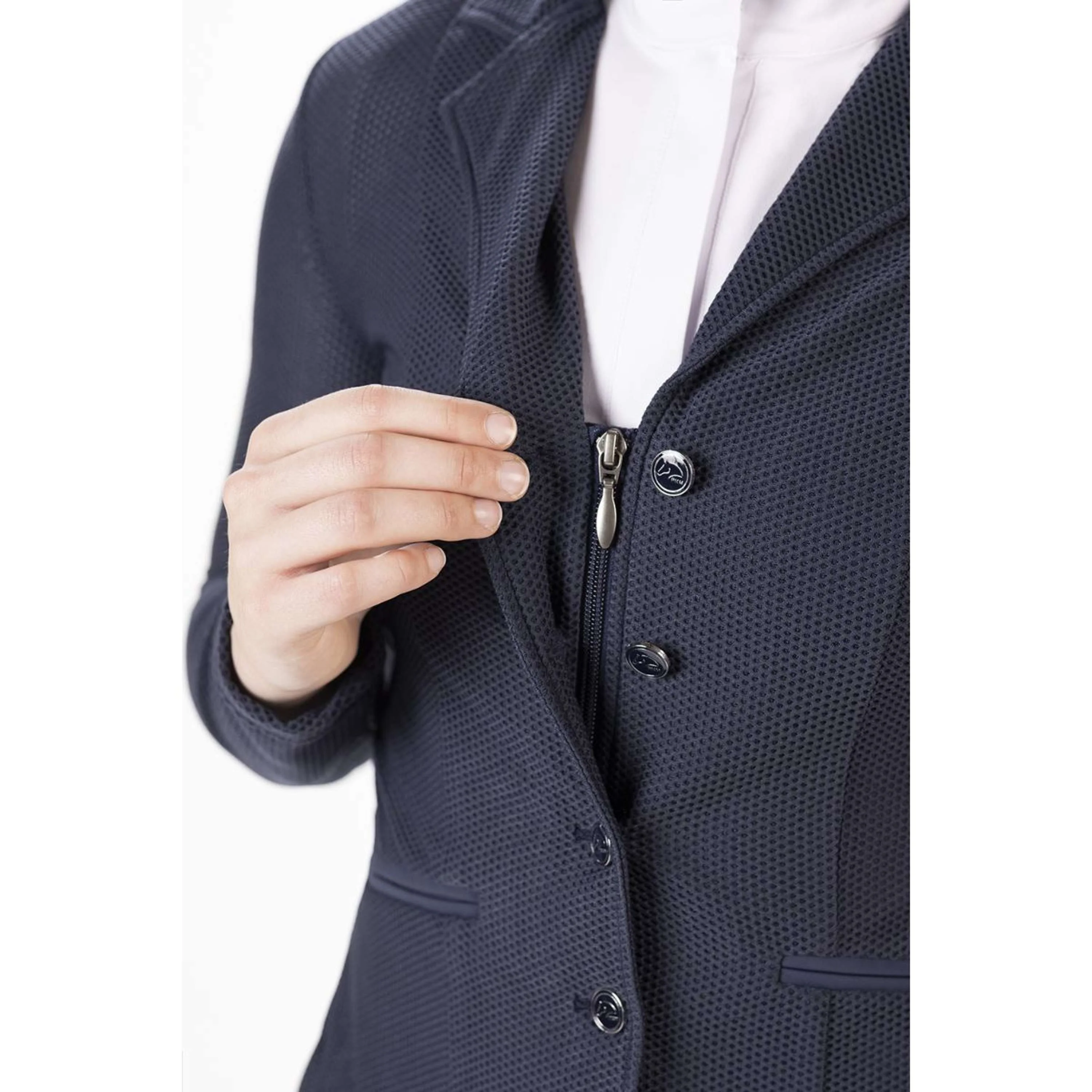 HKM Petite Veste de Concours Mesh Linda Bleu Foncé - Image 4