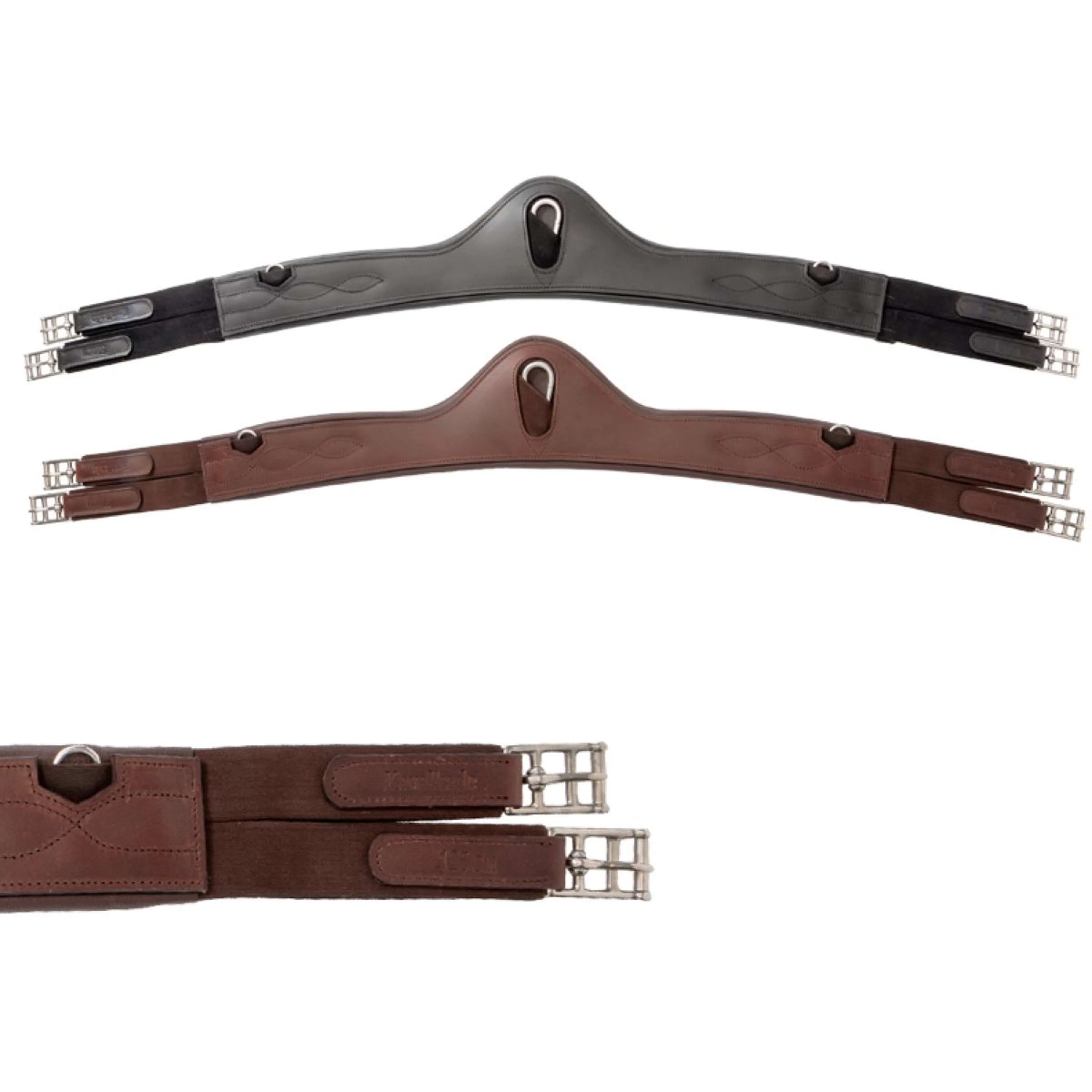 Kavalkade Sangle de Dressage Atlas Oiled Leather avec Élastique Noir