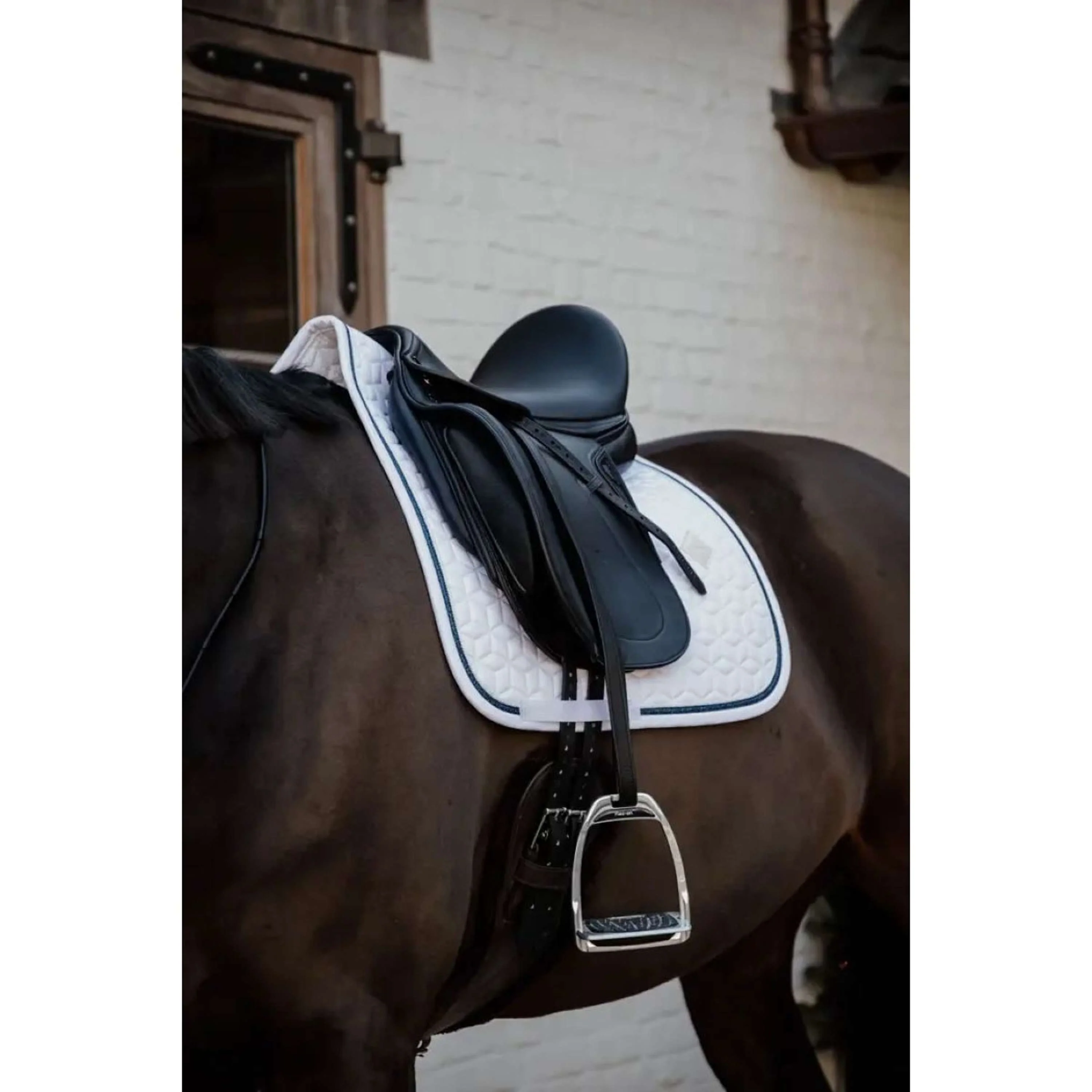 Kentucky Tapis de Selle Glitter Rope Dressage Blanc/Noir - Image 5
