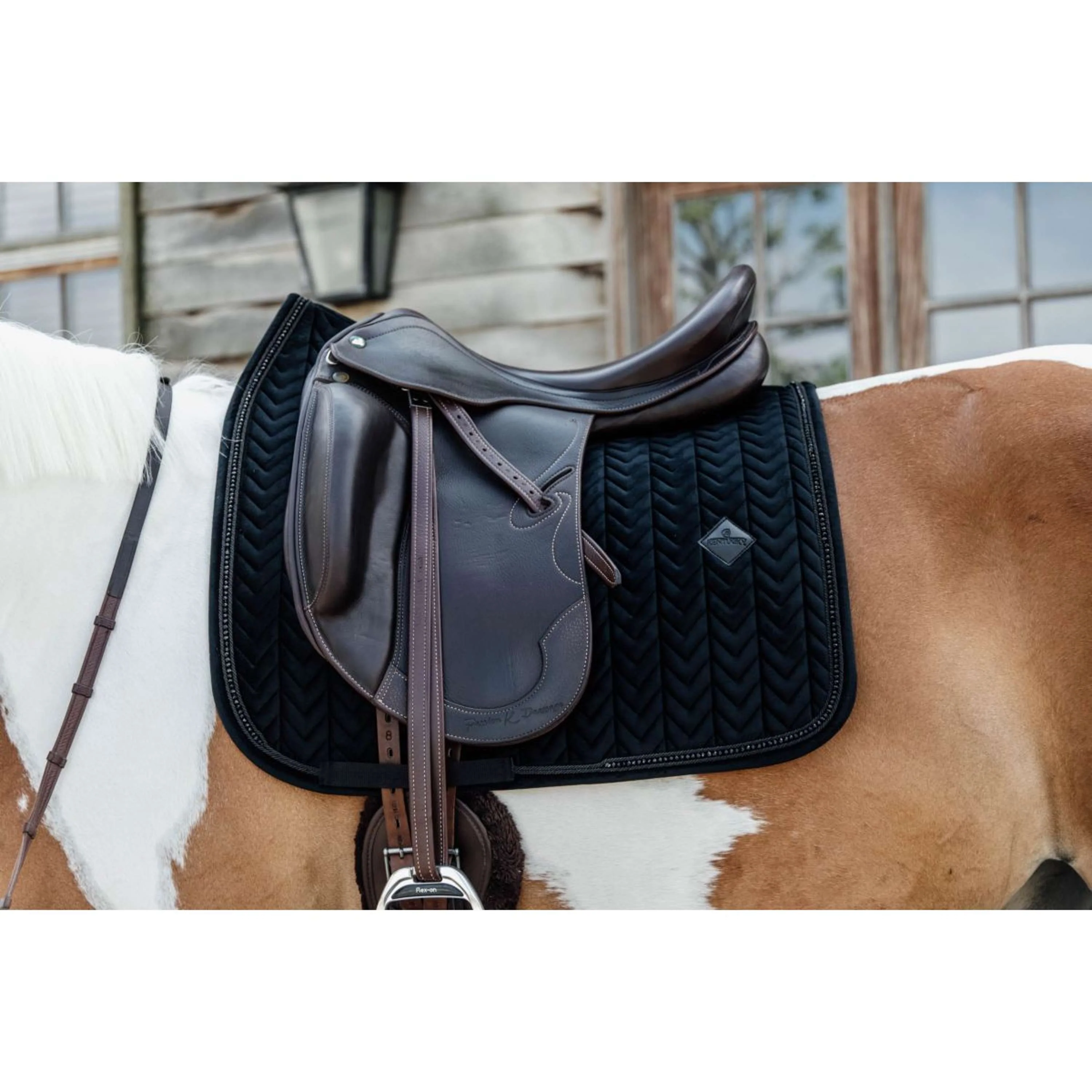 Kentucky Tapis de Selle velours Pearls Dressage Noir - Image 2