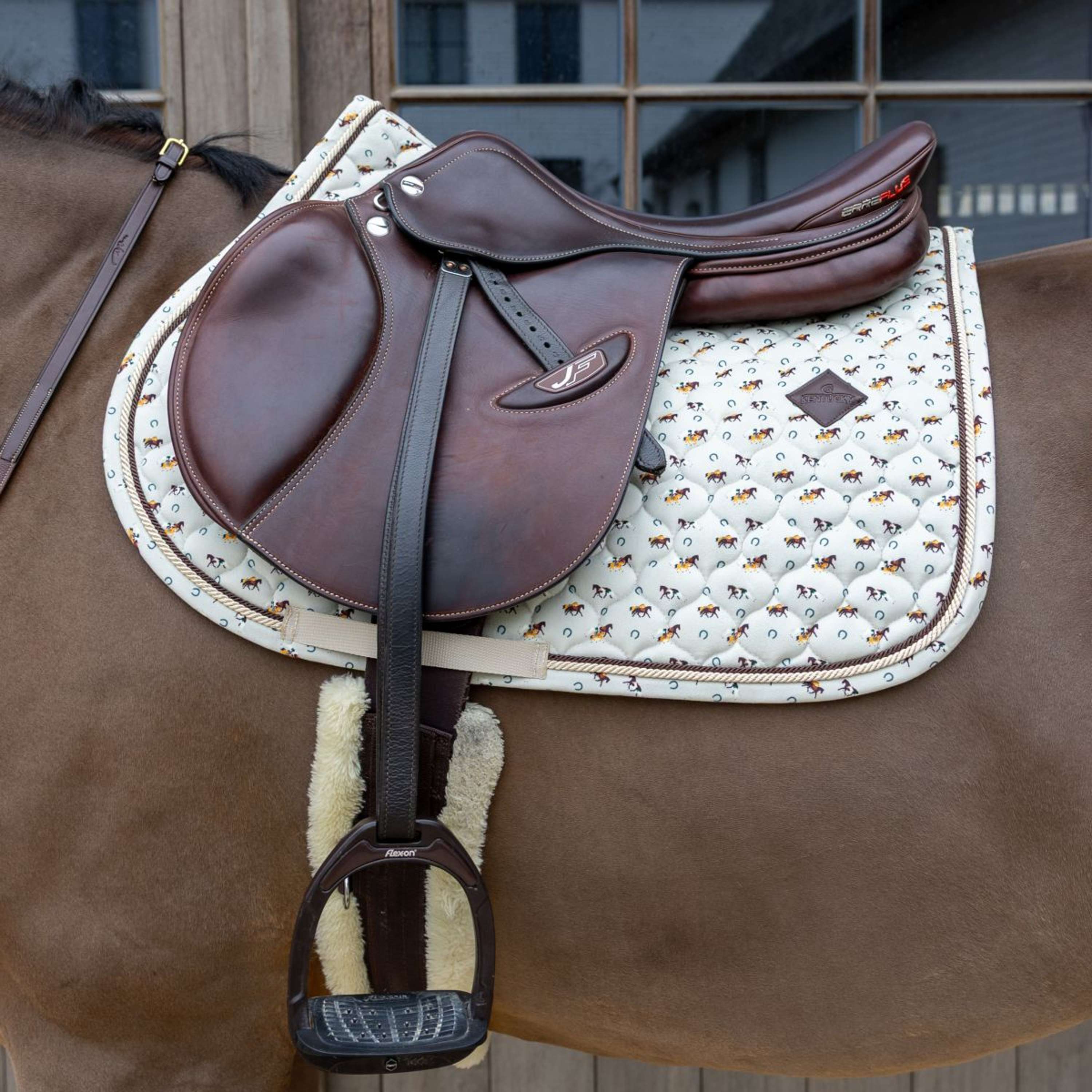 Kentucky Tapis de Selle Velvet Horse Printing Beige - Image 2