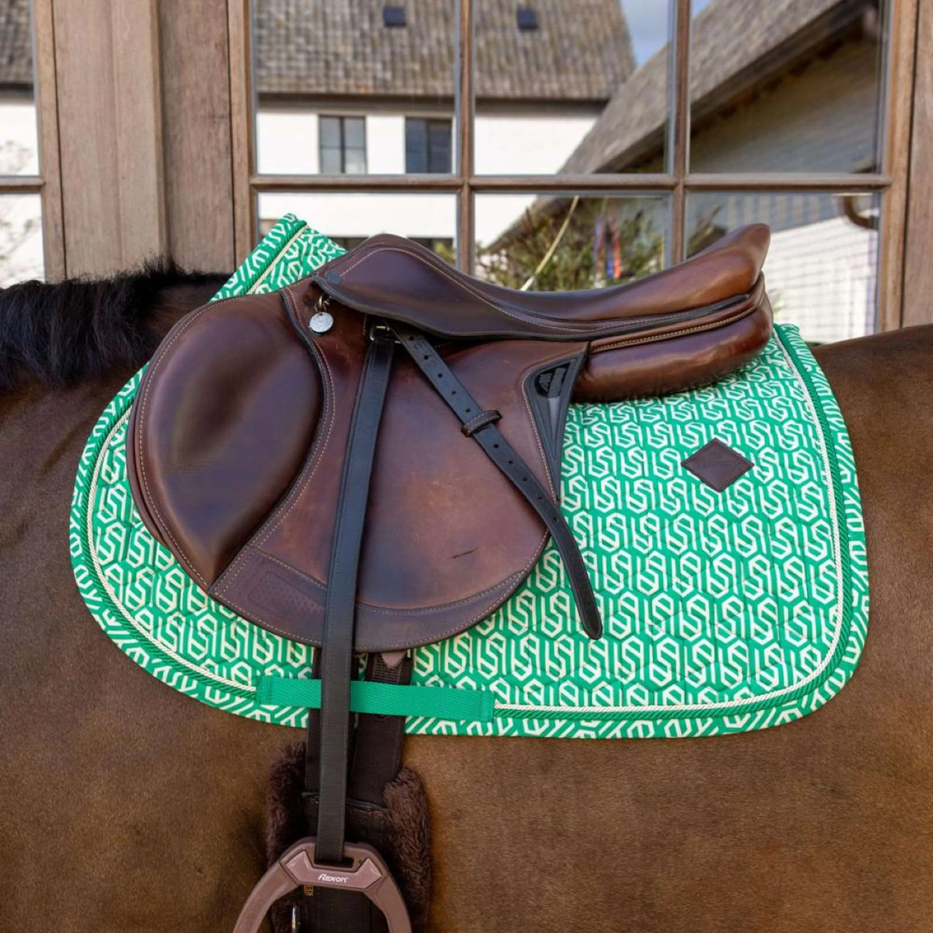 Kentucky Tapis de Selle Velvet Maze Cipher de Saut Blanc/Vert - Image 2
