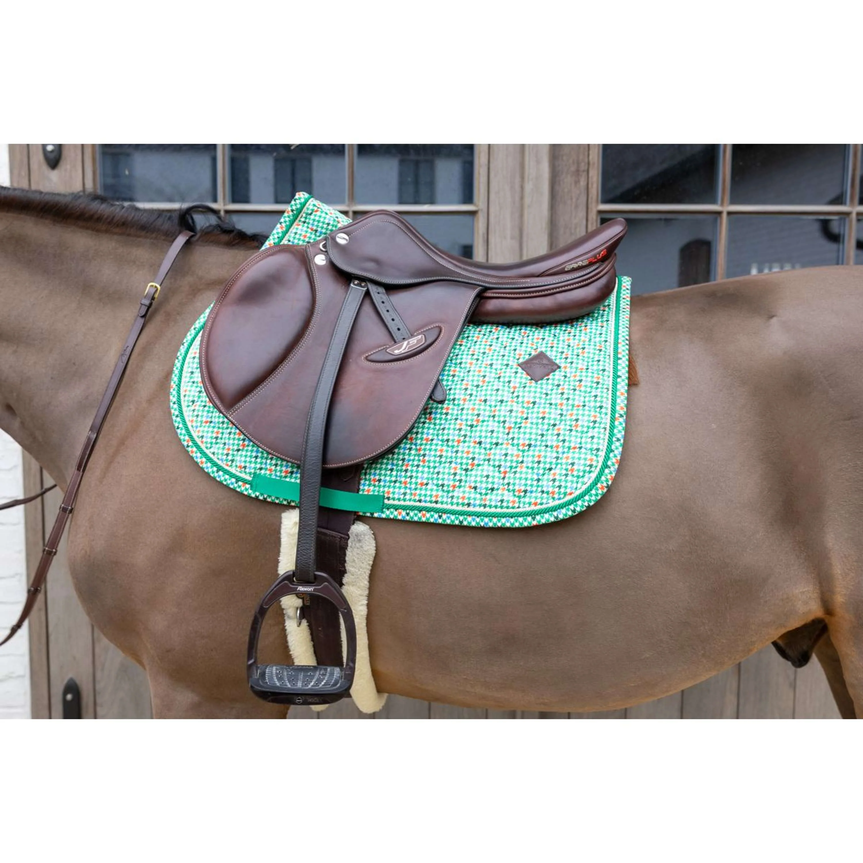 Kentucky Tapis de Selle Velvet Pied De Poule de Saut Vert clair - Image 5