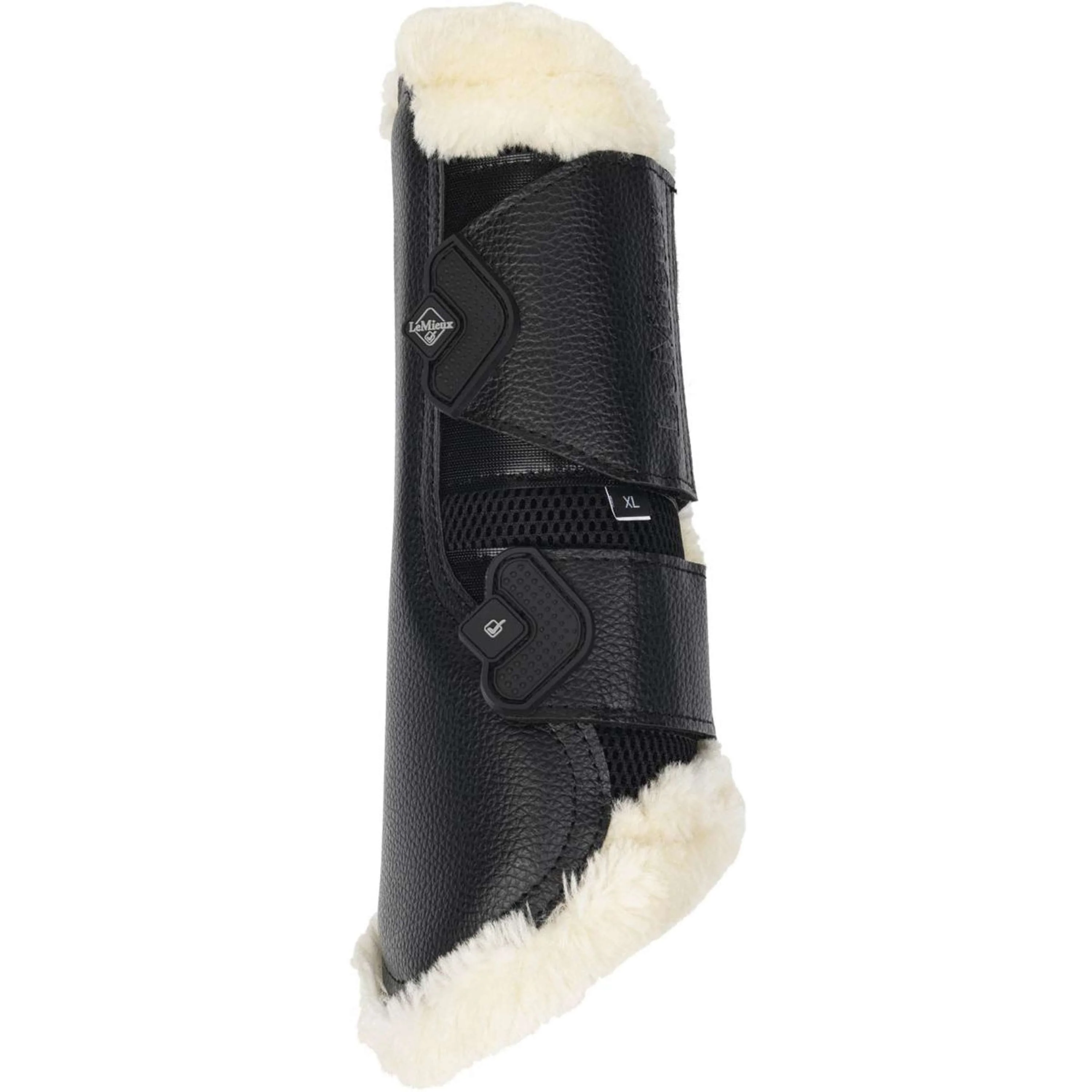 LeMieux Brushing Boots Fleece Edge Mesh Noir/Naturel - Image 2