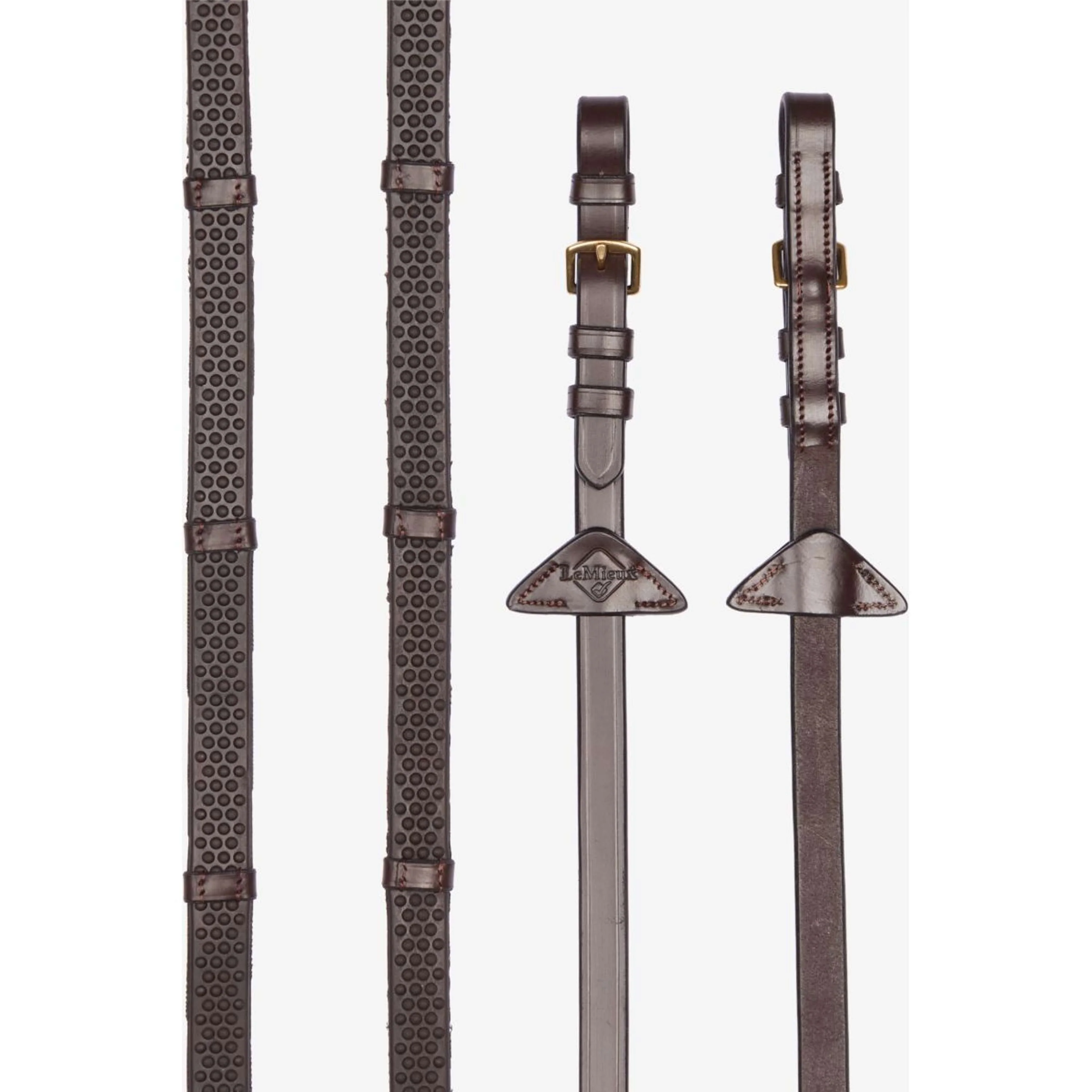 LeMieux Rênes Soft Rubber with Stoppers Havana/Brass
