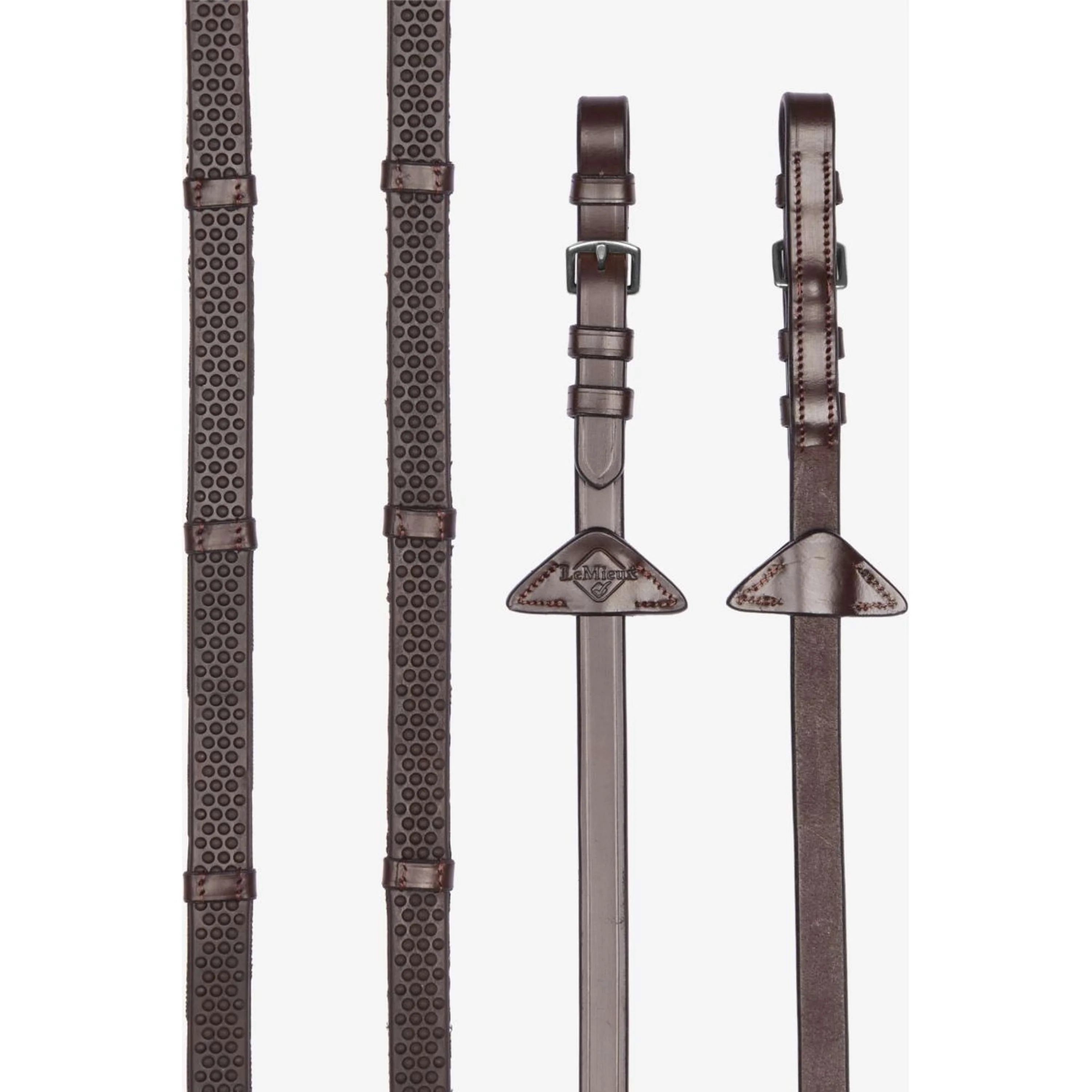 LeMieux Rênes Soft Rubber with Stoppers Havana/Silver