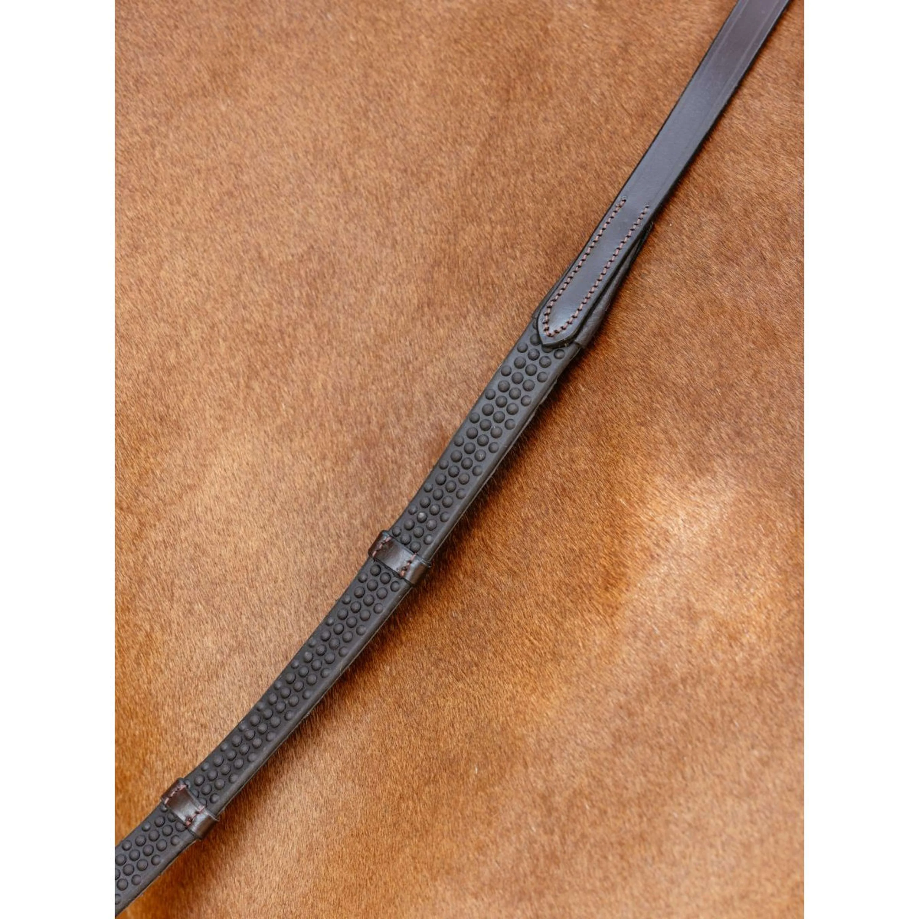 LeMieux Rênes Soft Rubber with Stoppers Havana/Silver - Image 2