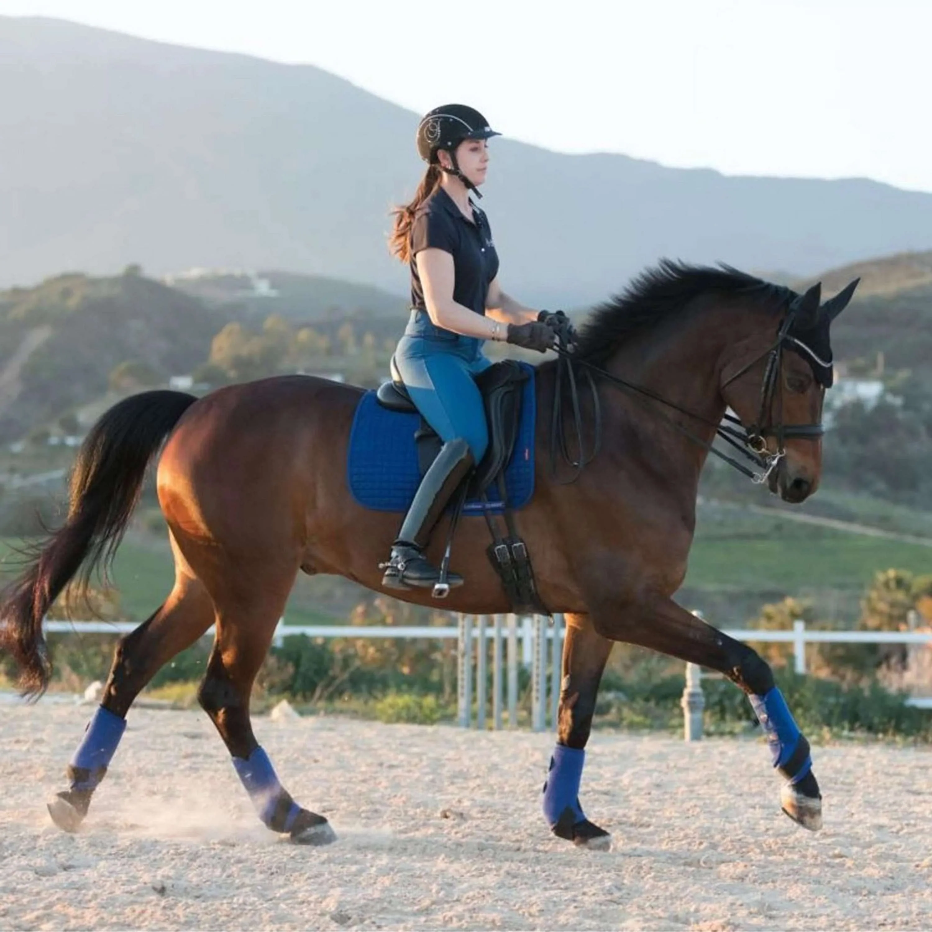 LeMieux Tapis de Selle Luxury Square Dressage Benetton Blue - Image 2