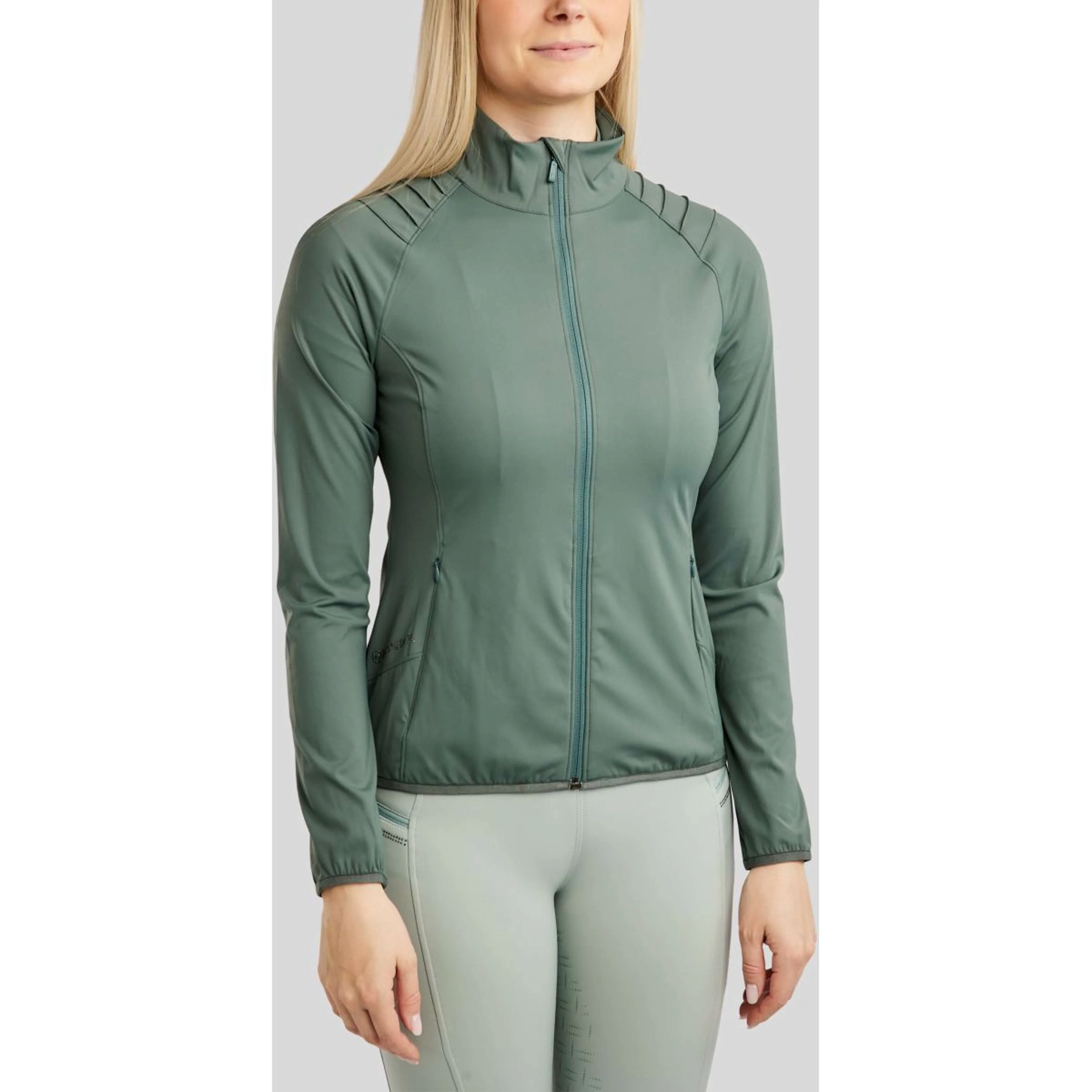 Montar Blouson MoPearl Pintuck Gun Metal Crystals Jade