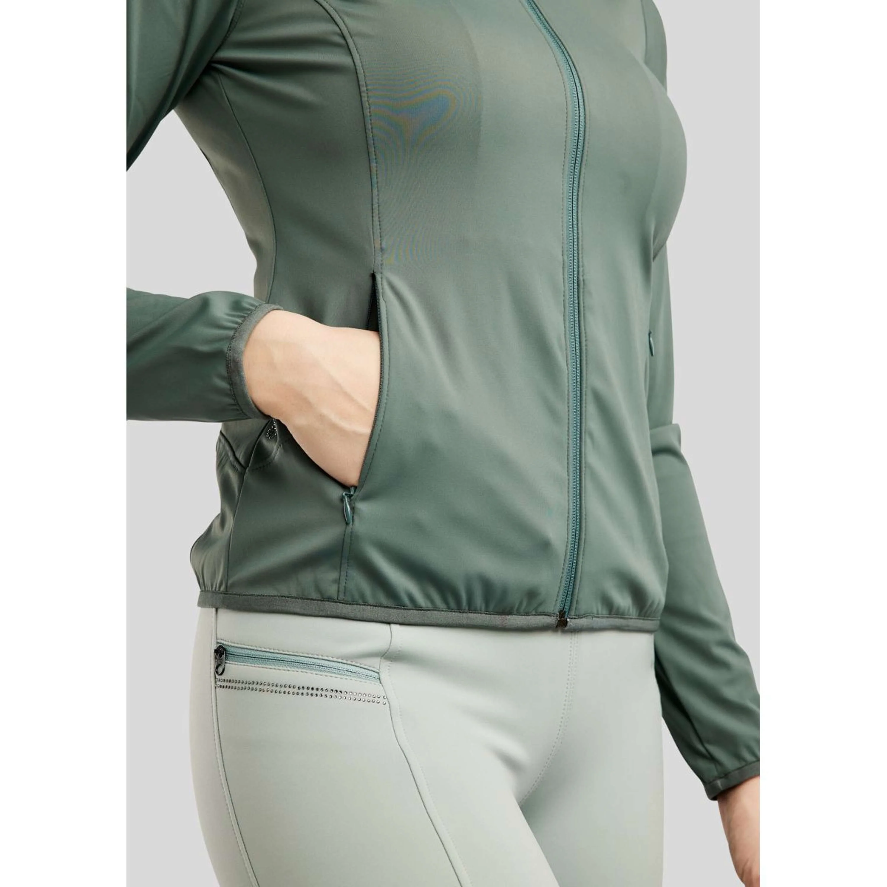 Montar Blouson MoPearl Pintuck Gun Metal Crystals Jade - Image 4