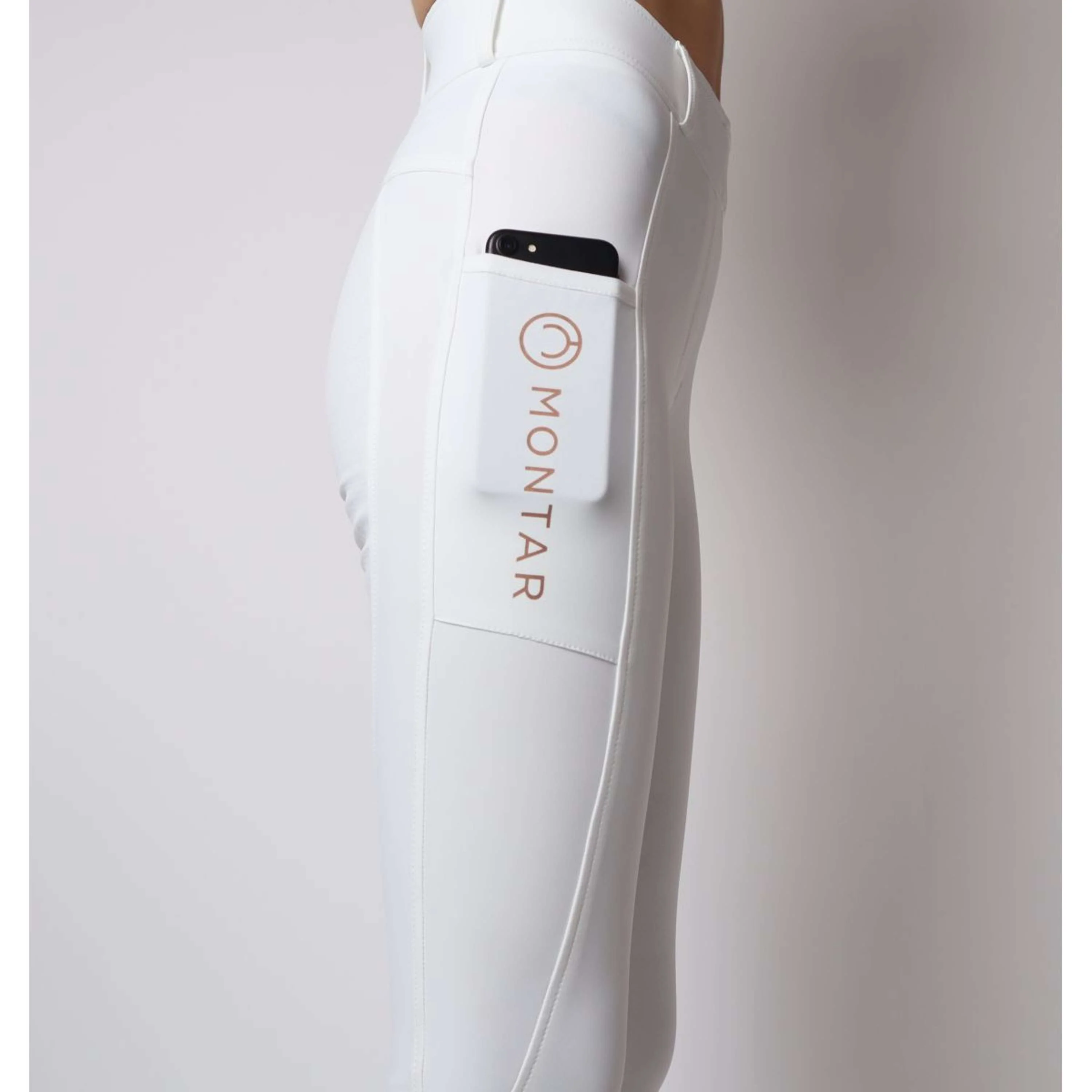 Montar Legging d'Équitation Michelle Rosegold Logo Blanc - Image 3