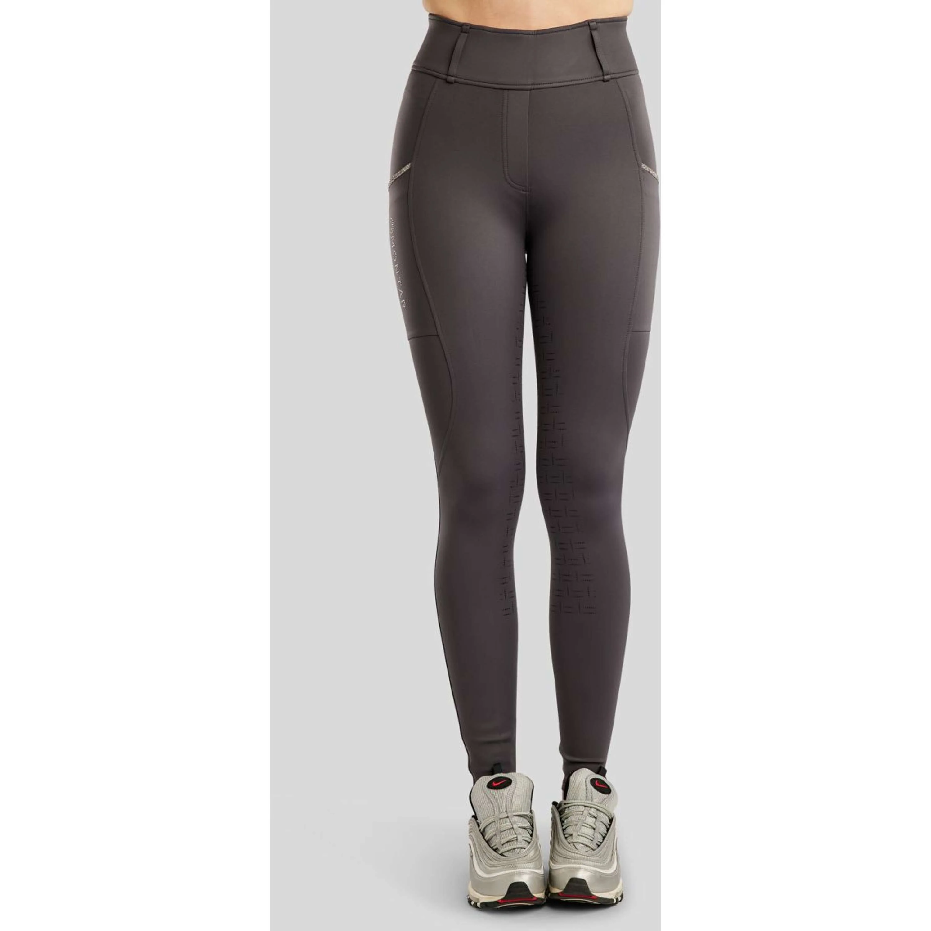 Montar Legging d'Équitation MoLila Champagne Crystals Full Grip Slate Grey - Image 2