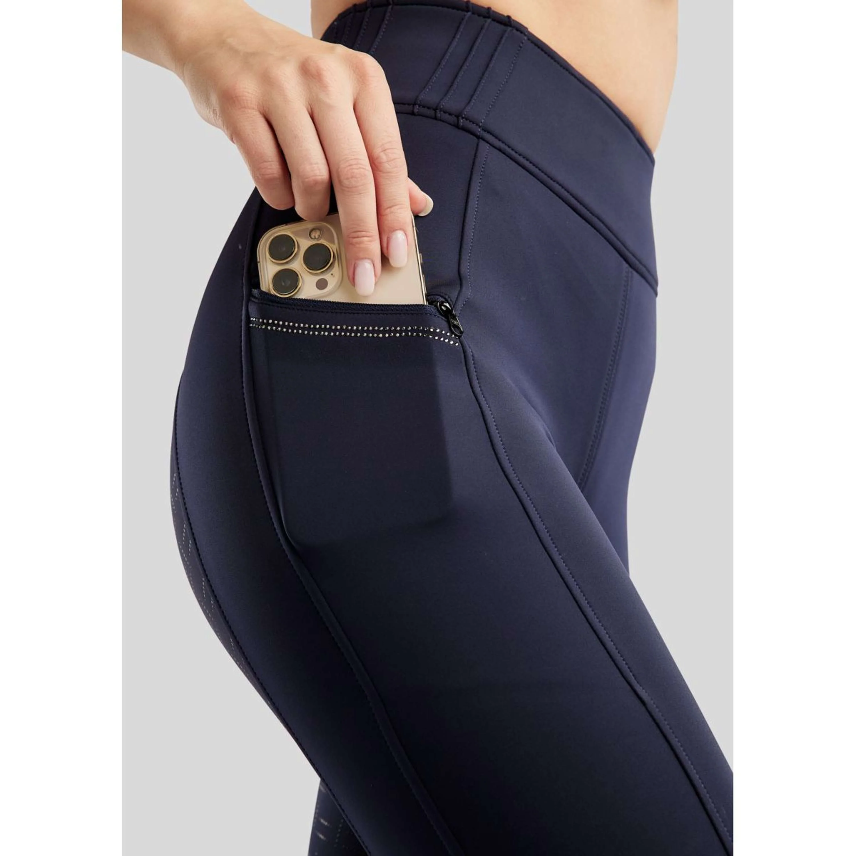Montar Legging d'Équitation MoPearl Pintuck Full Grip Marin - Image 5