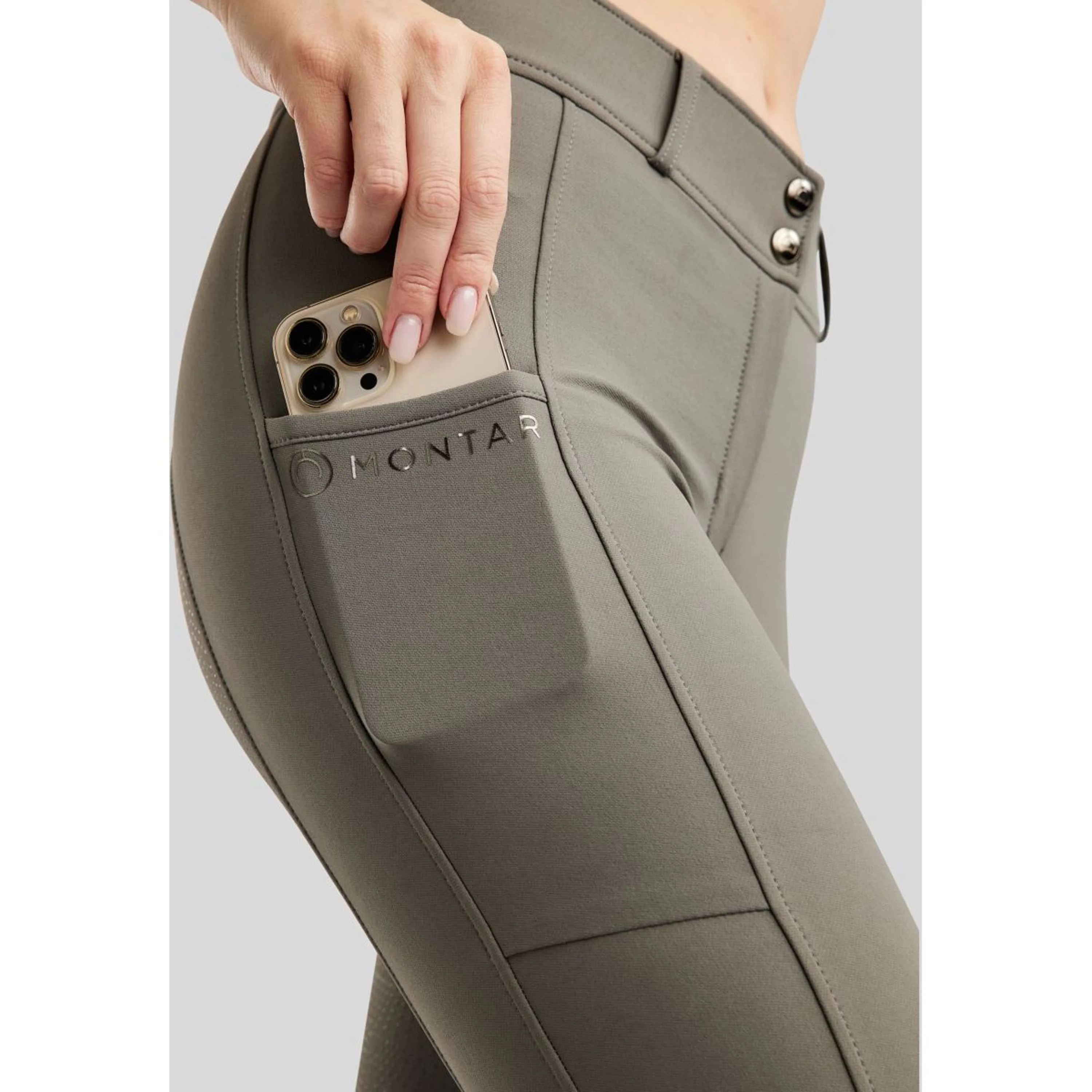 Montar Pantalon d'Équitation Megan Full Grip Gris - Image 5