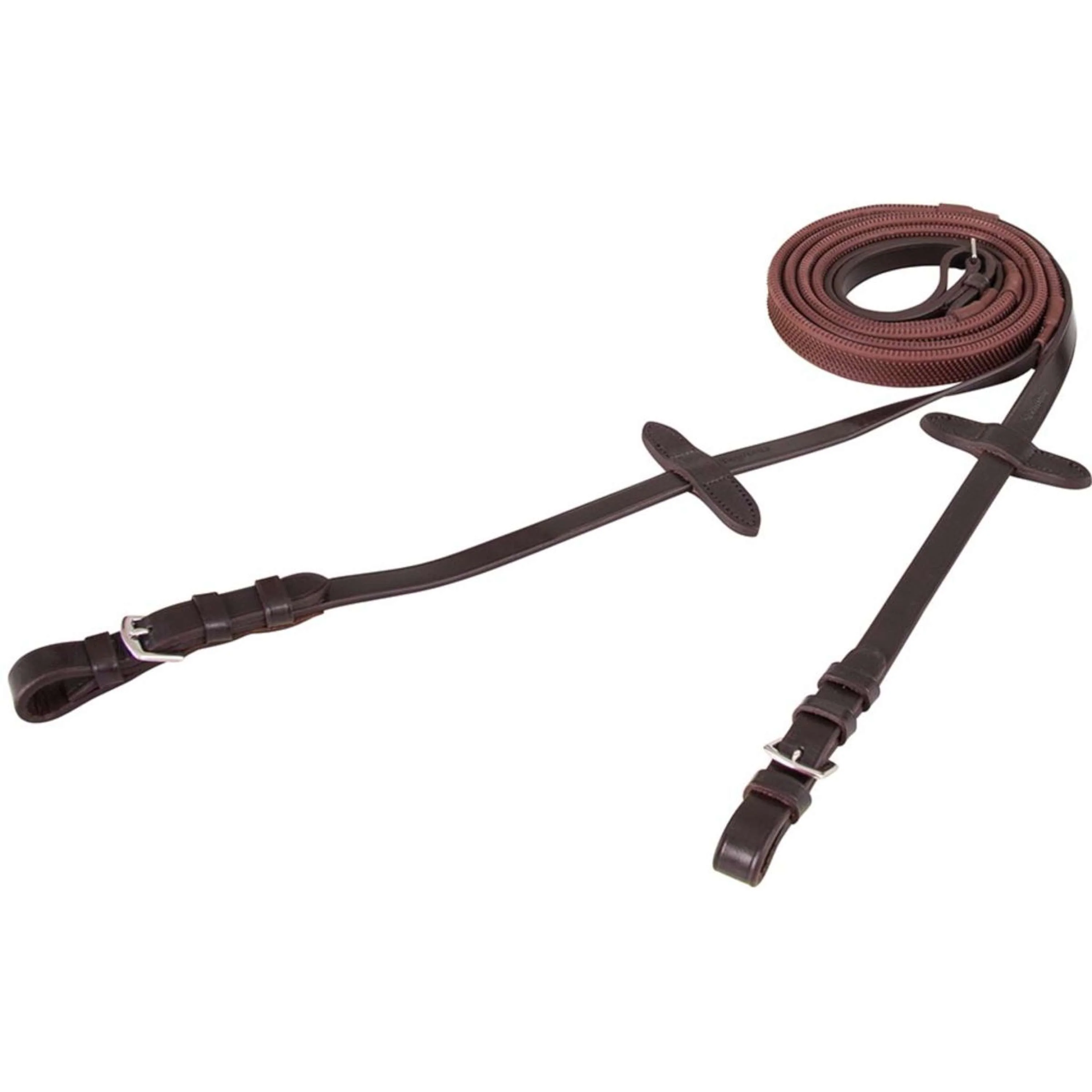 Premiere Rênes Caoutchouc 16mm avec Fermeture Boucle Marron - Image 3