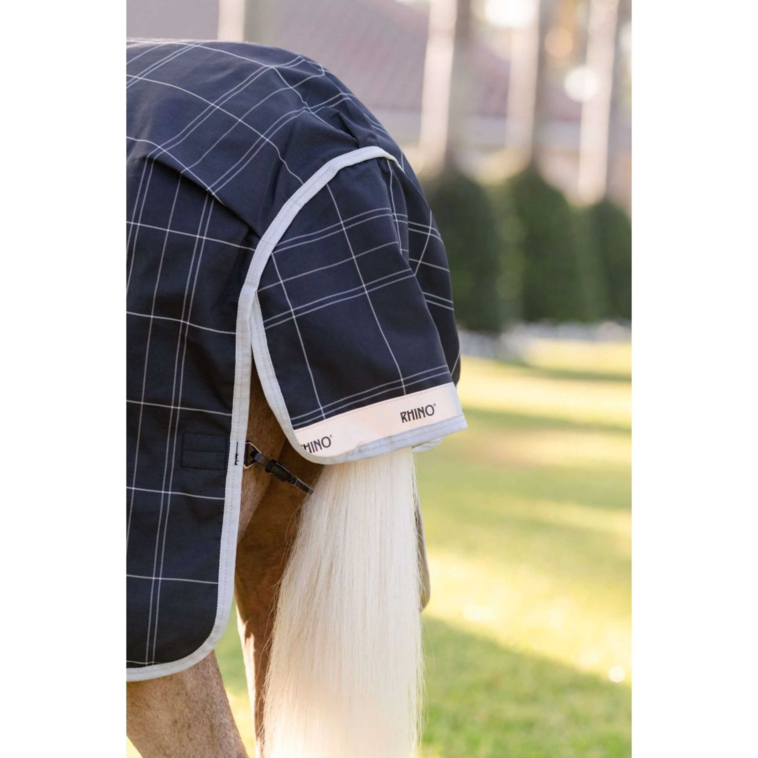 Rhino Wug Pony Turnout 250g Varilayer Black/Grey/White Check/Gray - Image 7