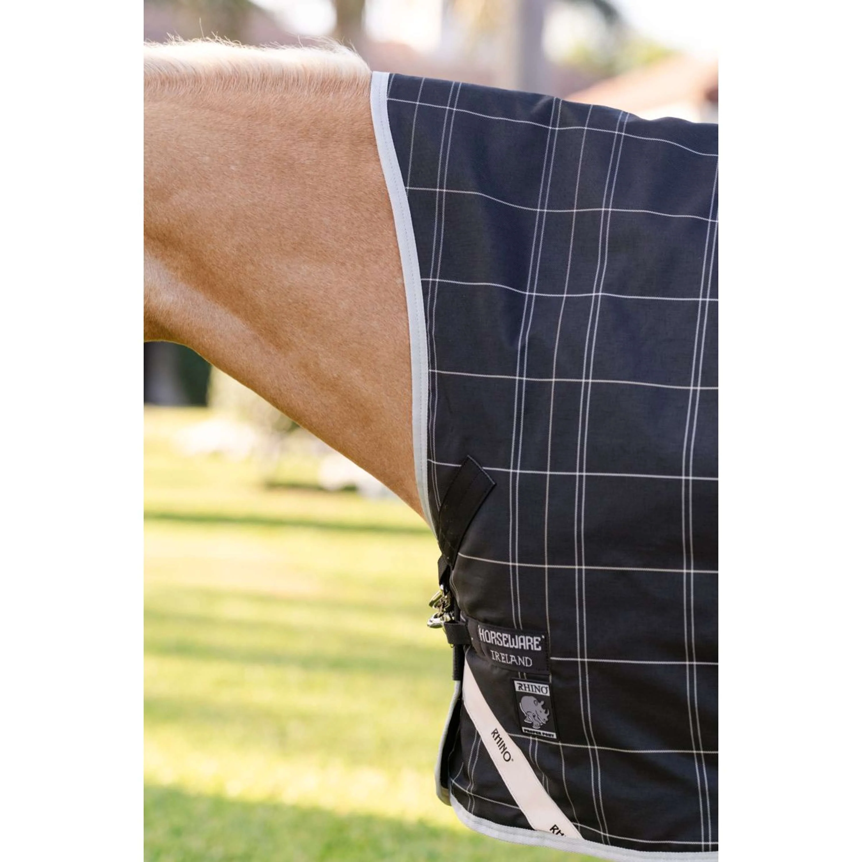 Rhino Wug Pony Turnout 250g Varilayer Black/Grey/White Check/Gray - Image 8